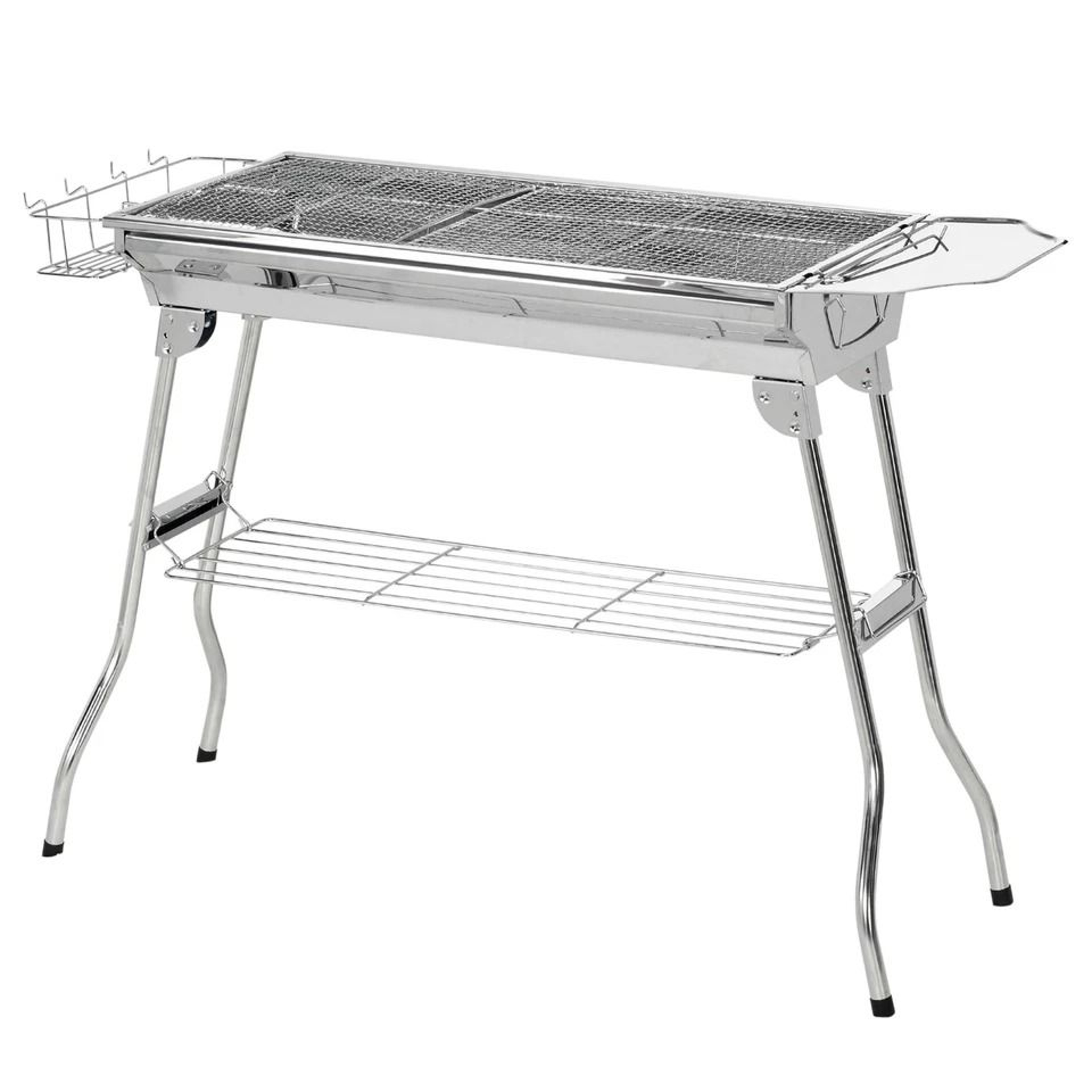Outsunny Portable Charcoal BBQ Grill Folding Stainless Steel Camping Grill 8