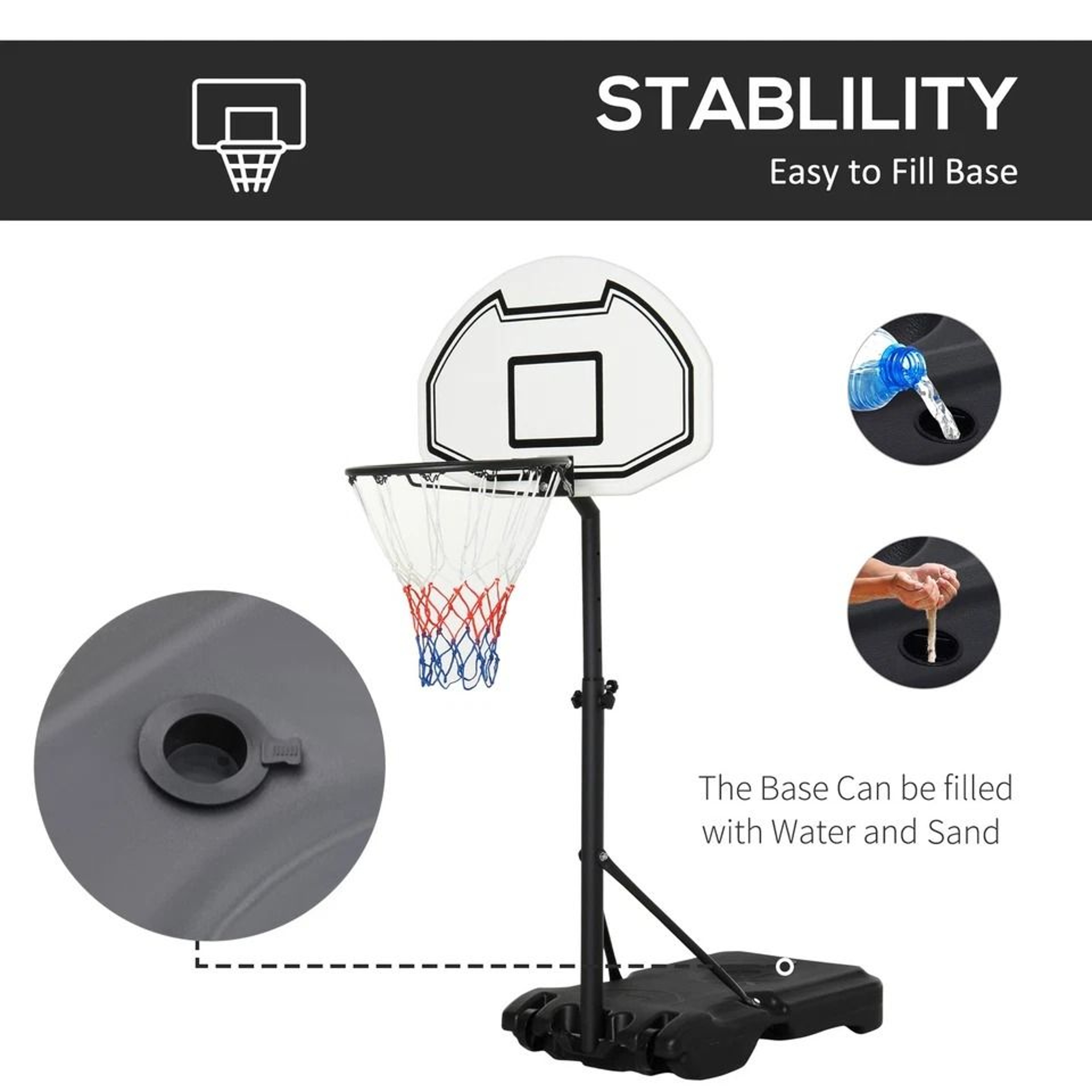 Adjustable Poolside Basketball Hoop System With Portable Base Outdoor Pool Basketball Game Set 5
