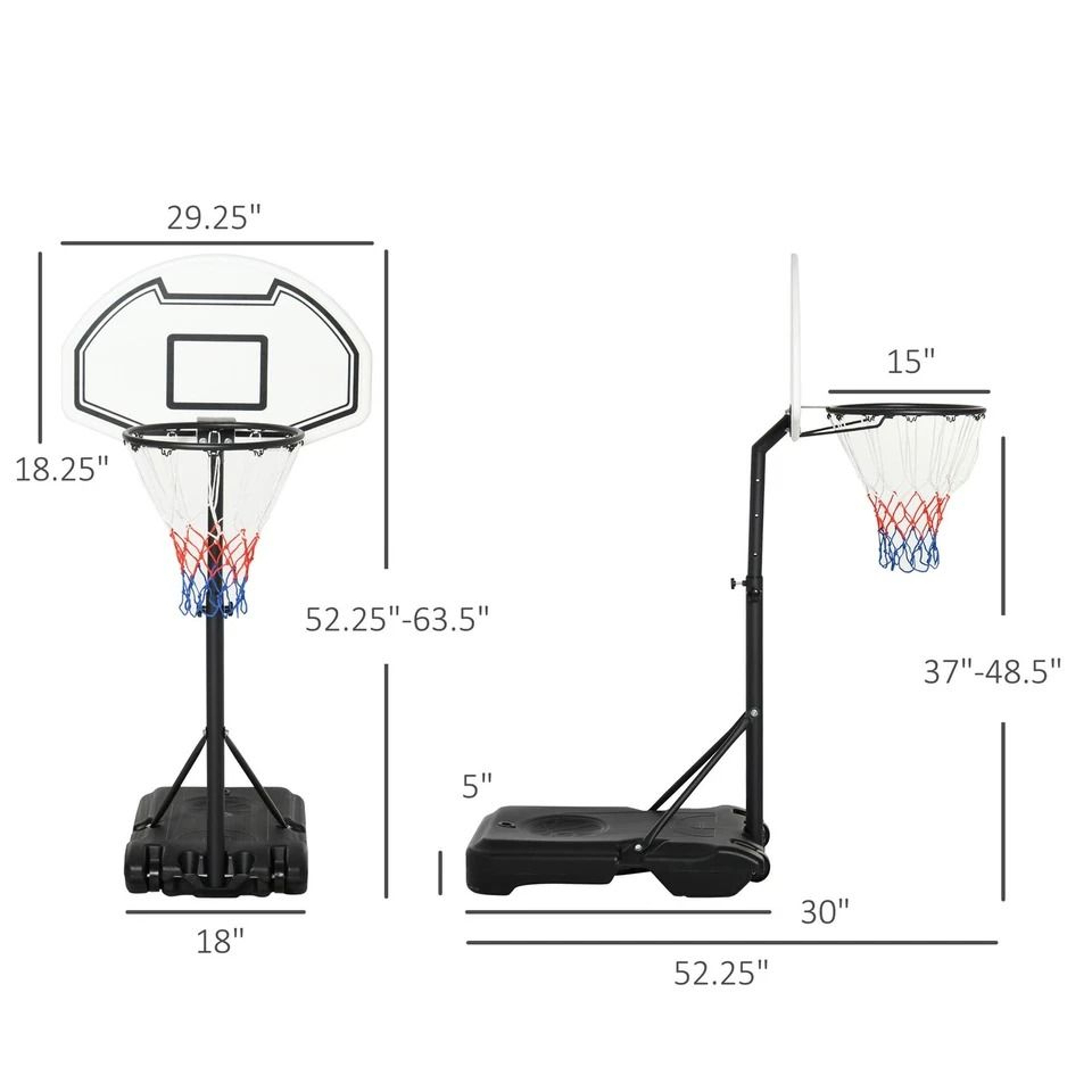Adjustable Poolside Basketball Hoop System With Portable Base Outdoor Pool Basketball Game Set 6