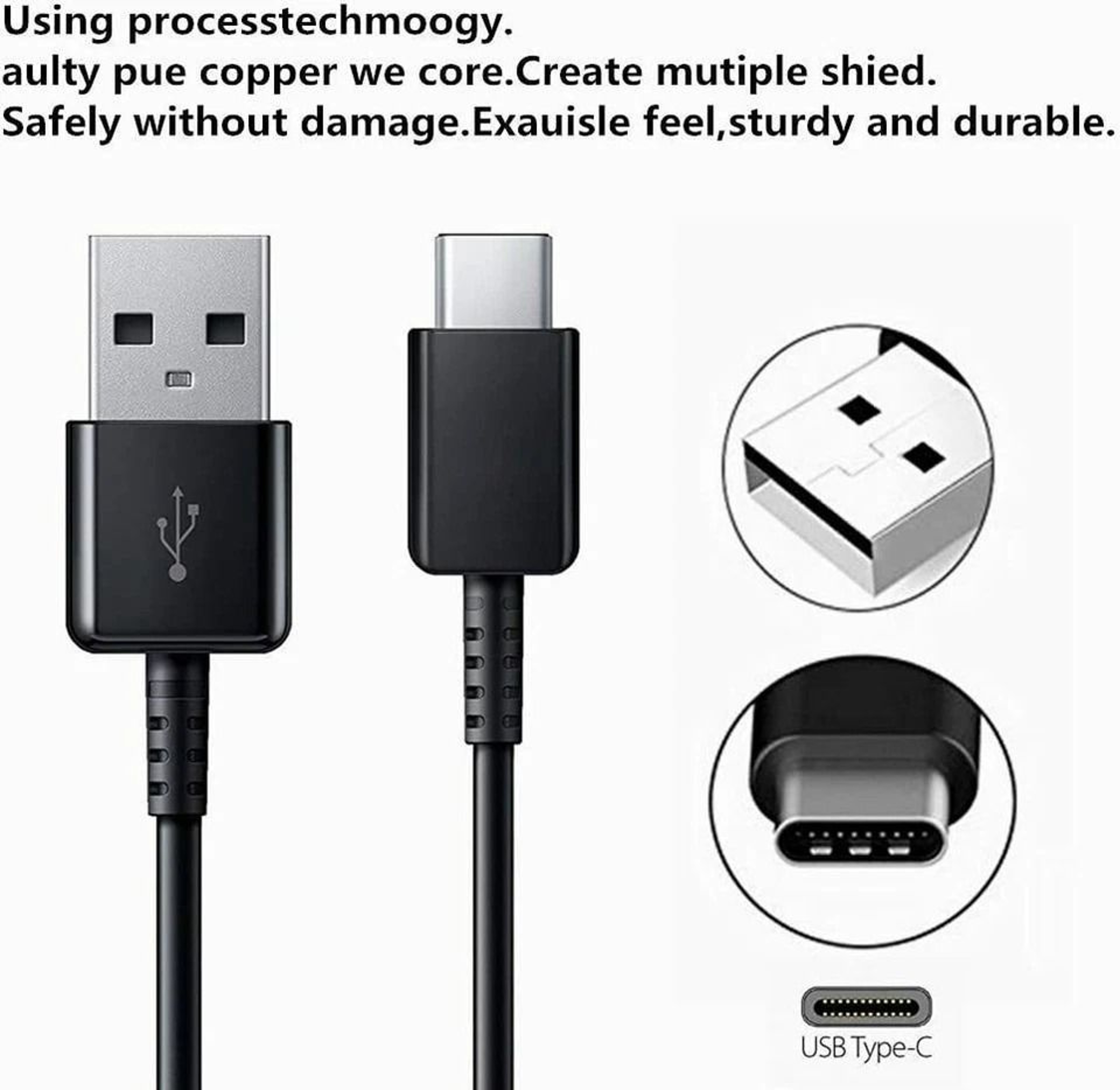 Ultra Durable USB Type C Fast Charging Cable For Android Phones Quick Charge Data Sync 5