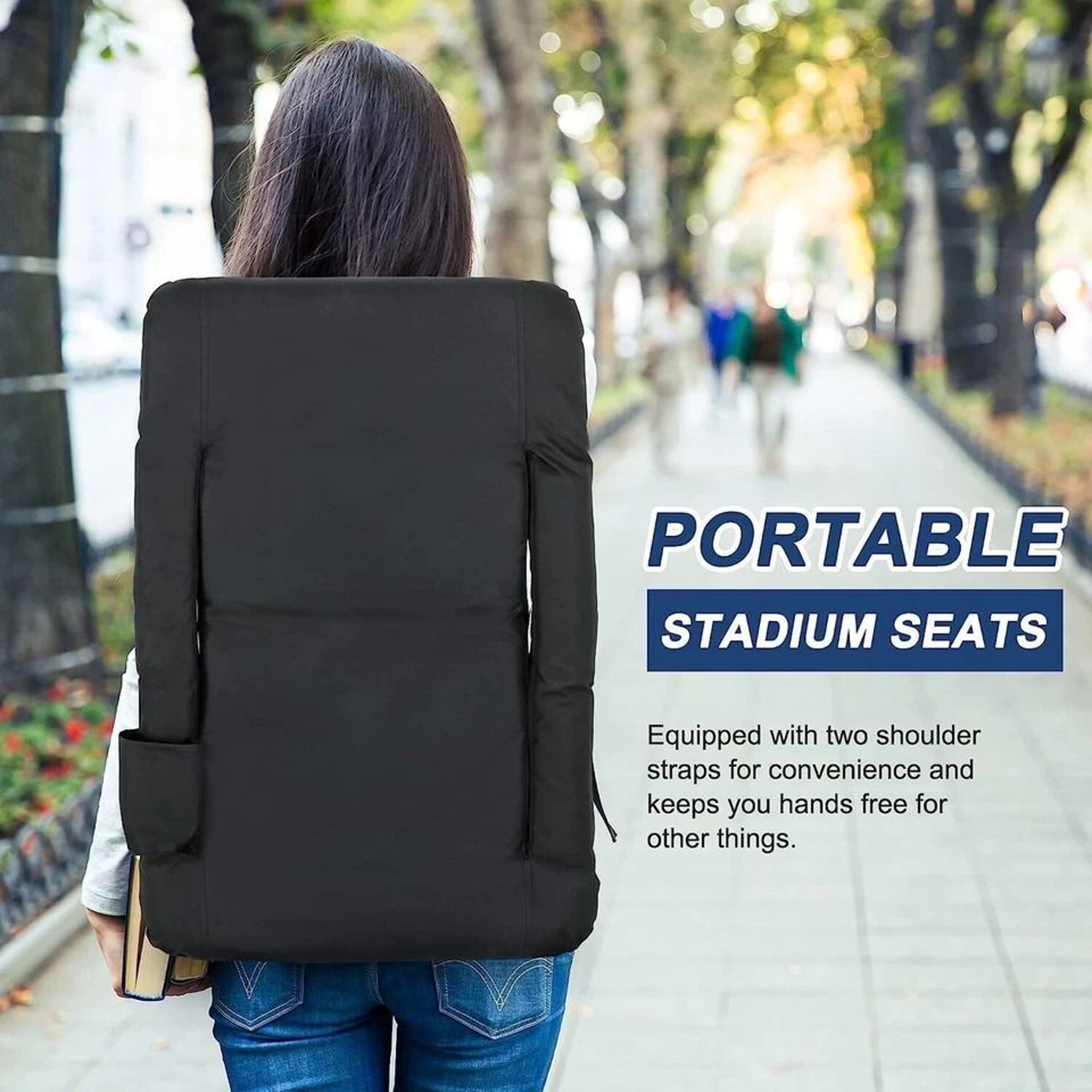 Wide Portable Stadium Seat With Back Support Reclining Bleacher Seat Cushion 9