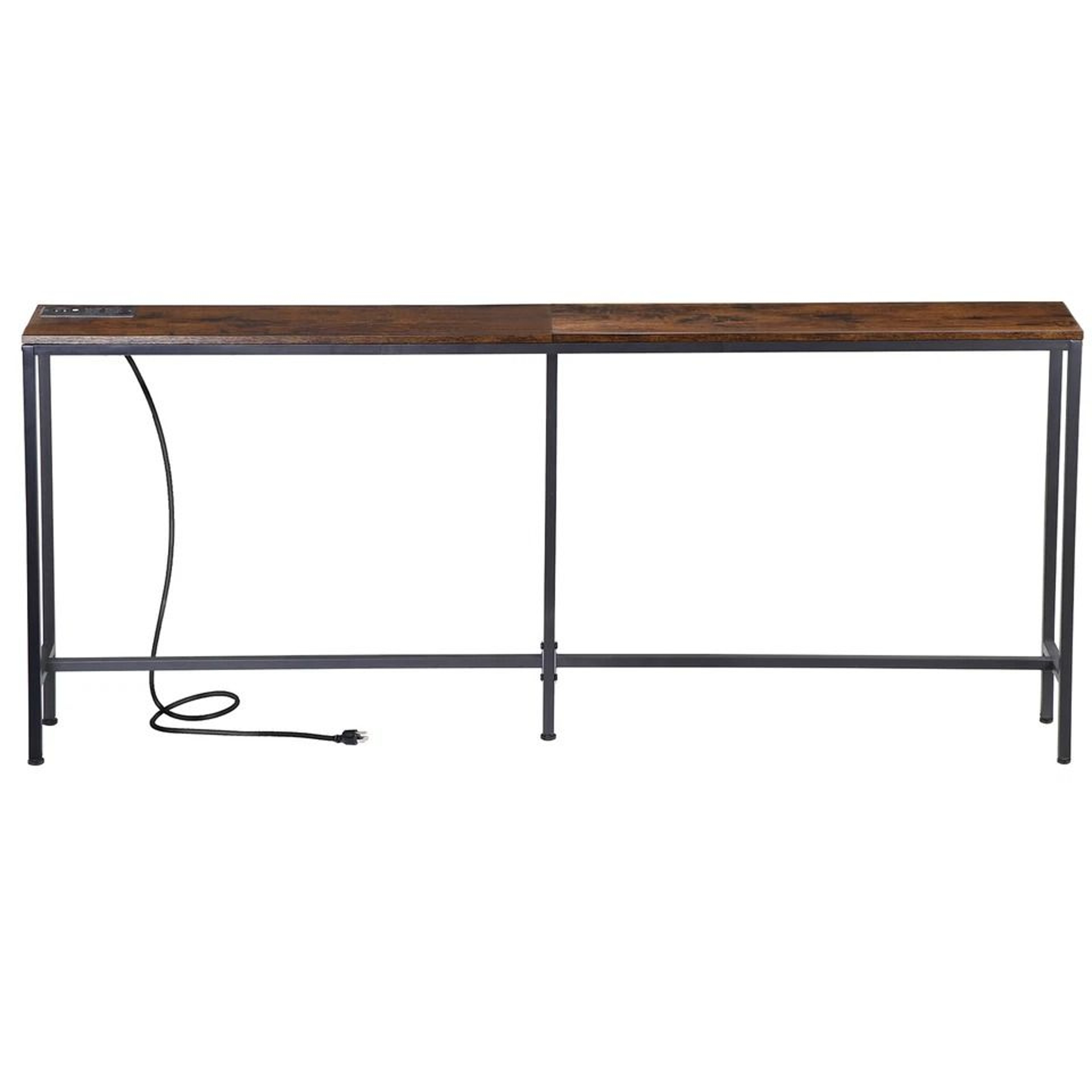 Slim Industrial Console Table With Power Outlet USB Ports Narrow Sofa Table For Entryway Storage 2