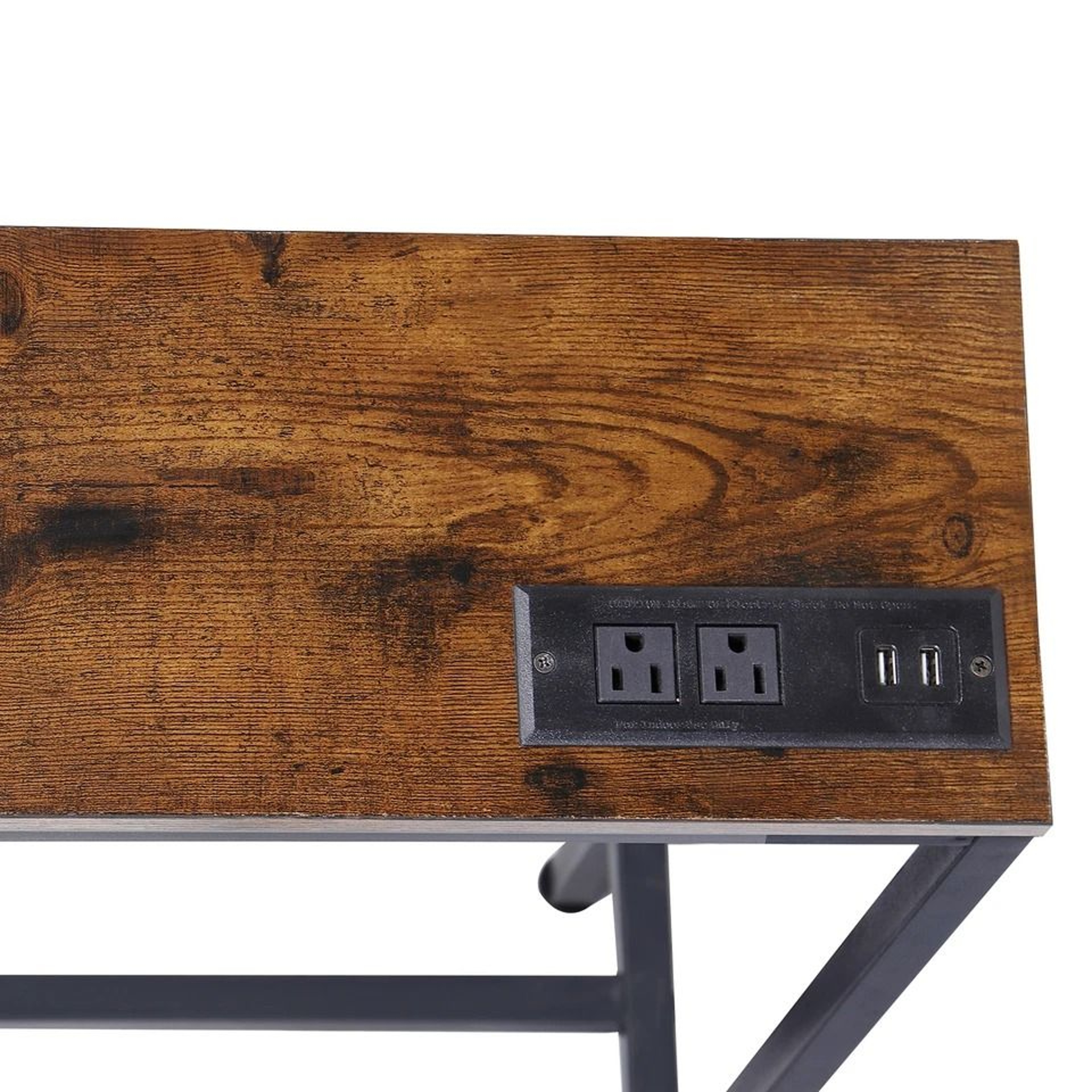 Slim Industrial Console Table With Power Outlet USB Ports Narrow Sofa Table For Entryway Storage 6