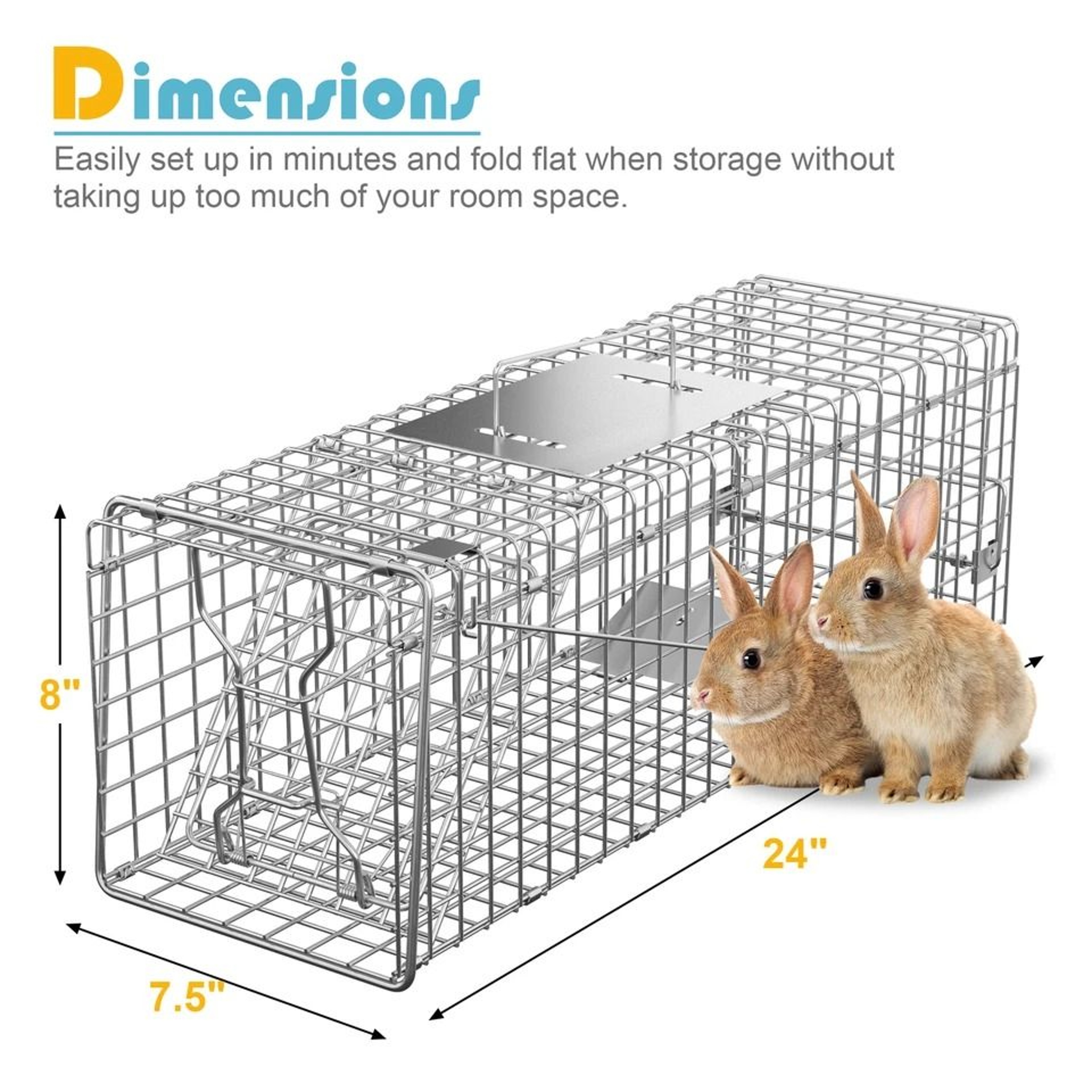 Humane Live Animal Trap Cage For Rabbit Raccoon  Squirrel Control Durable Easy Release Design 4