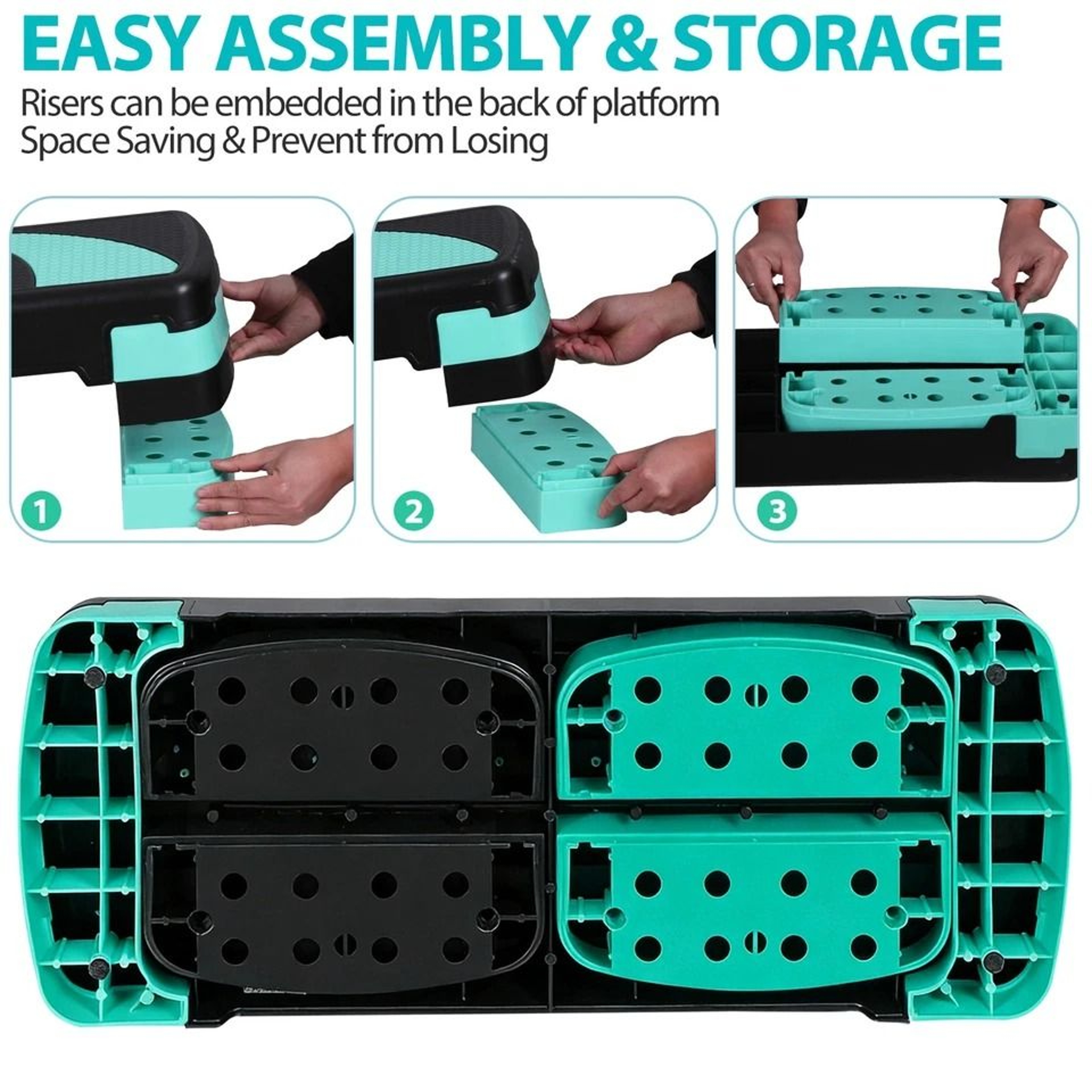 Adjustable Aerobic Step Platform Workout Trainer With Non Slip Surface For Home Fitness 2
