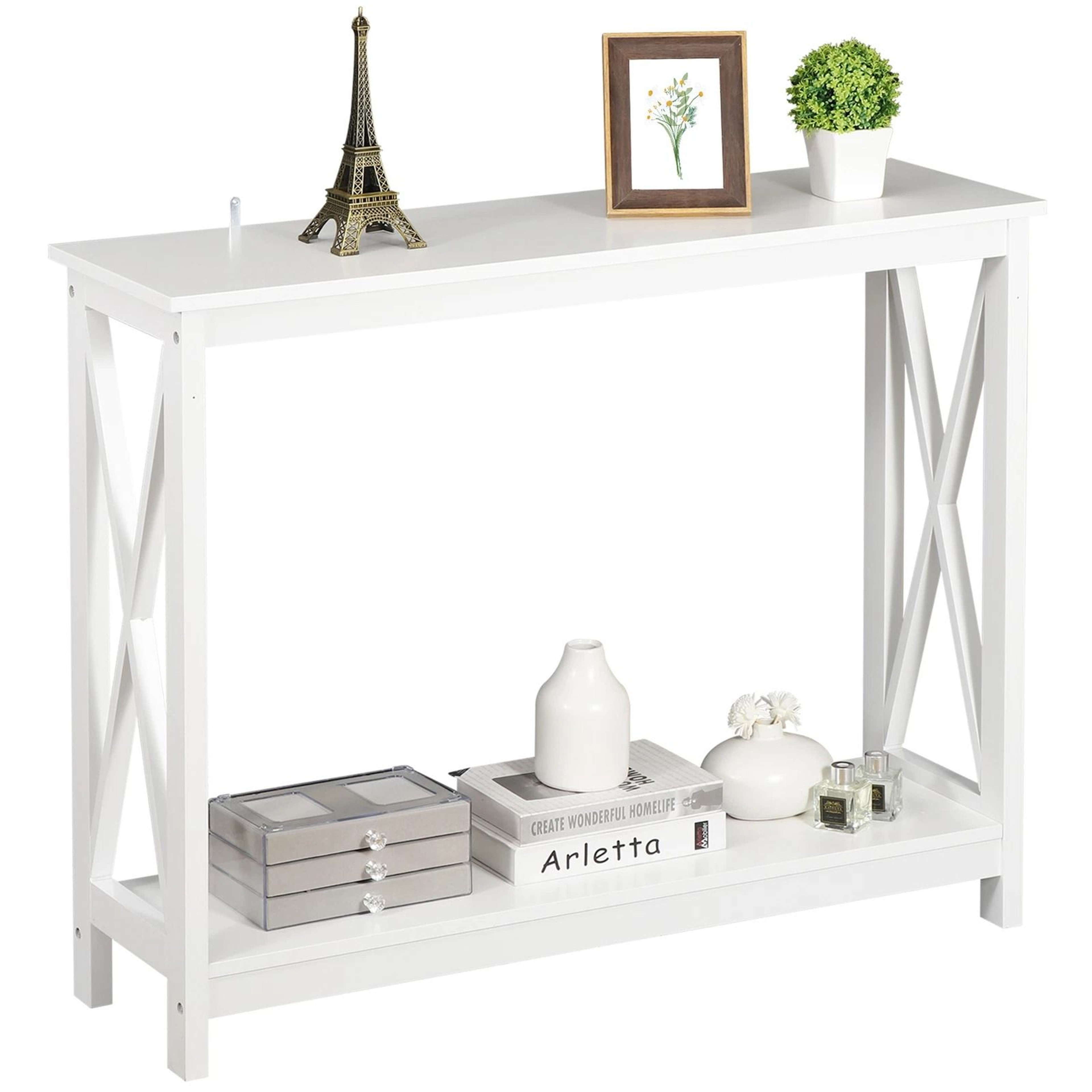 Slim Entryway Console Table With Storage Shelf Narrow Console Table Modern Sofa Accent 3