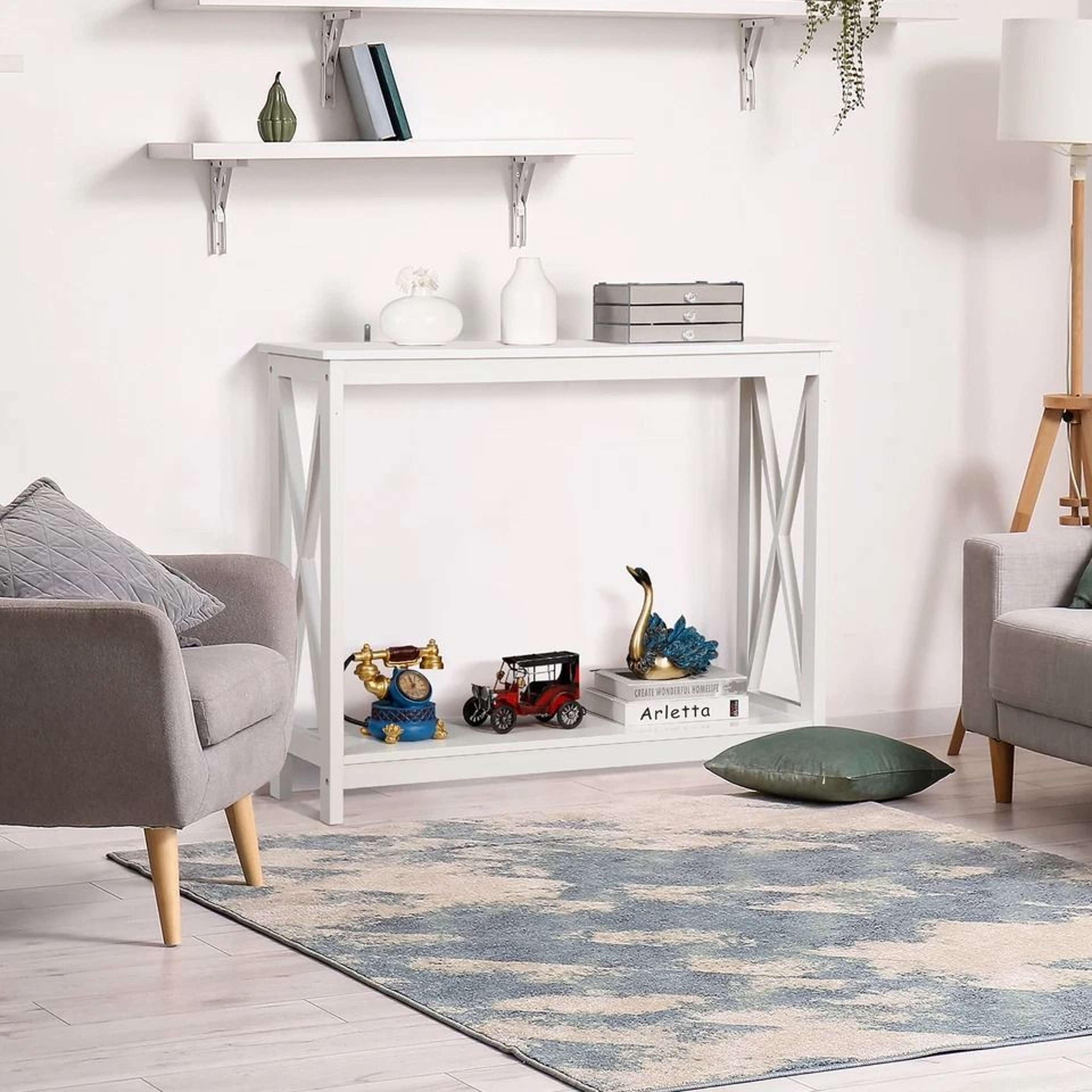 Slim Entryway Console Table With Storage Shelf Narrow Console Table Modern Sofa Accent 0