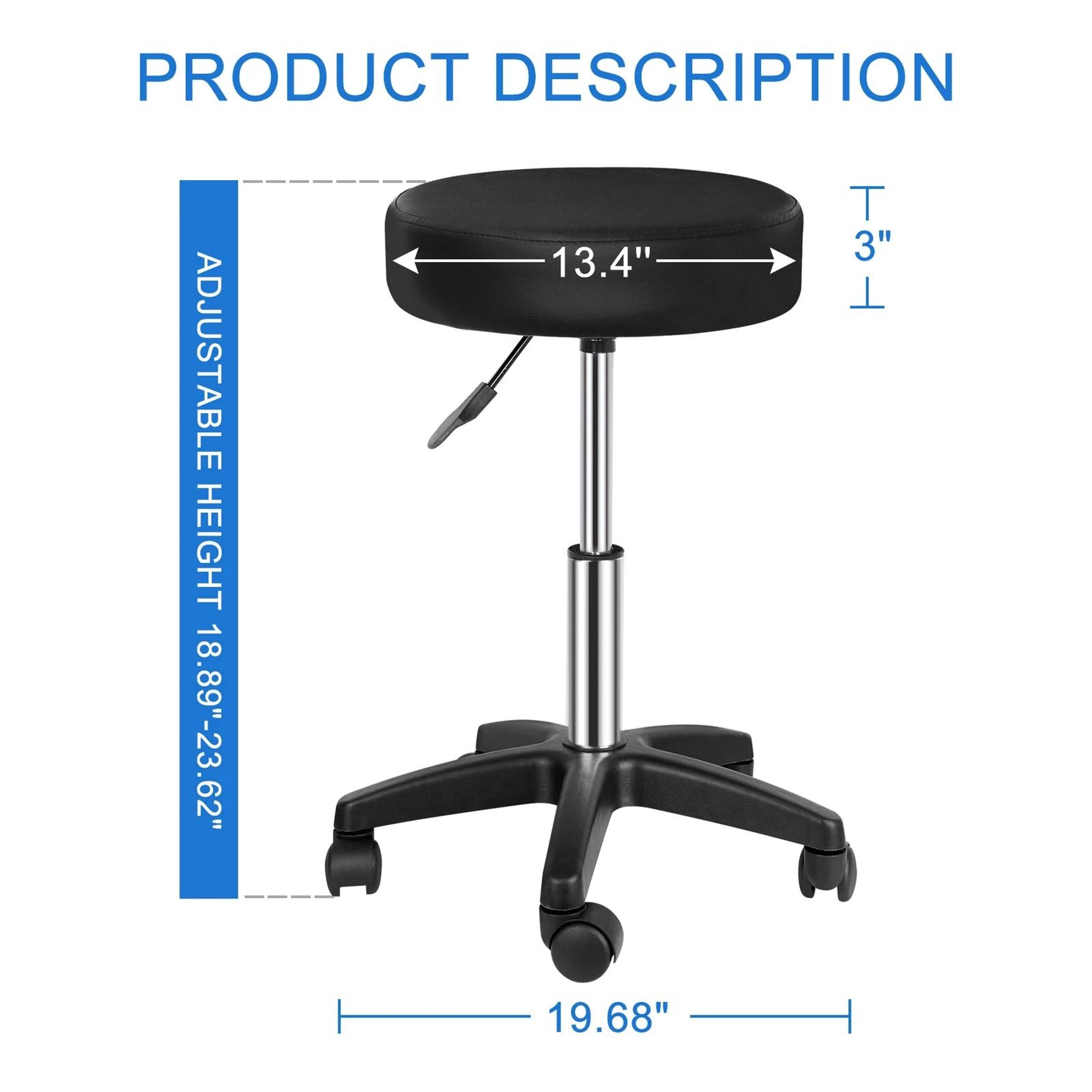 Adjustable Hydraulic Salon Stool Rolling Swivel Spa Chair With Wheels For Tattoo Massage 4