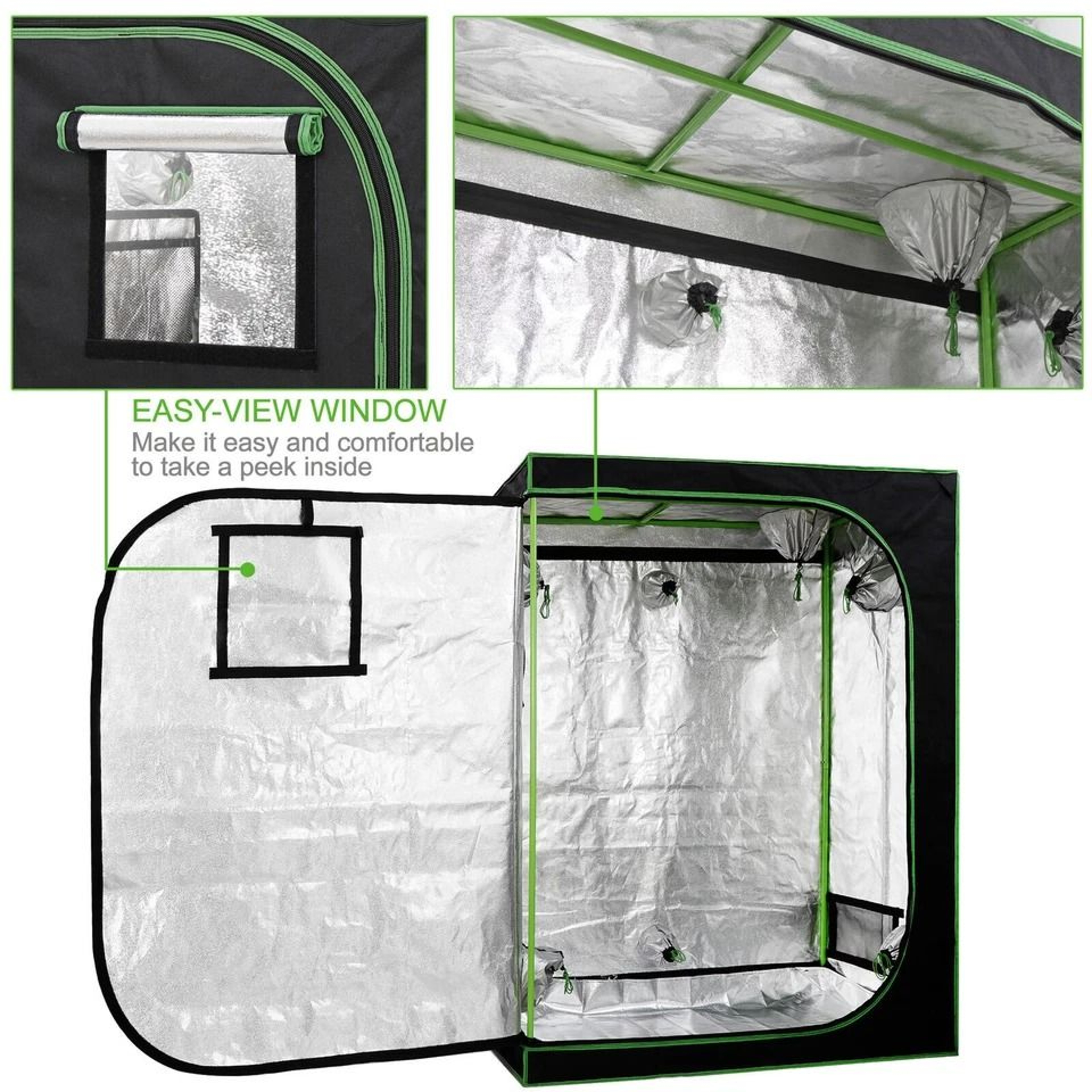 Indoor Grow Tent Hydroponic Mylar Reflective Plant Grow Tent With Observation Window 5
