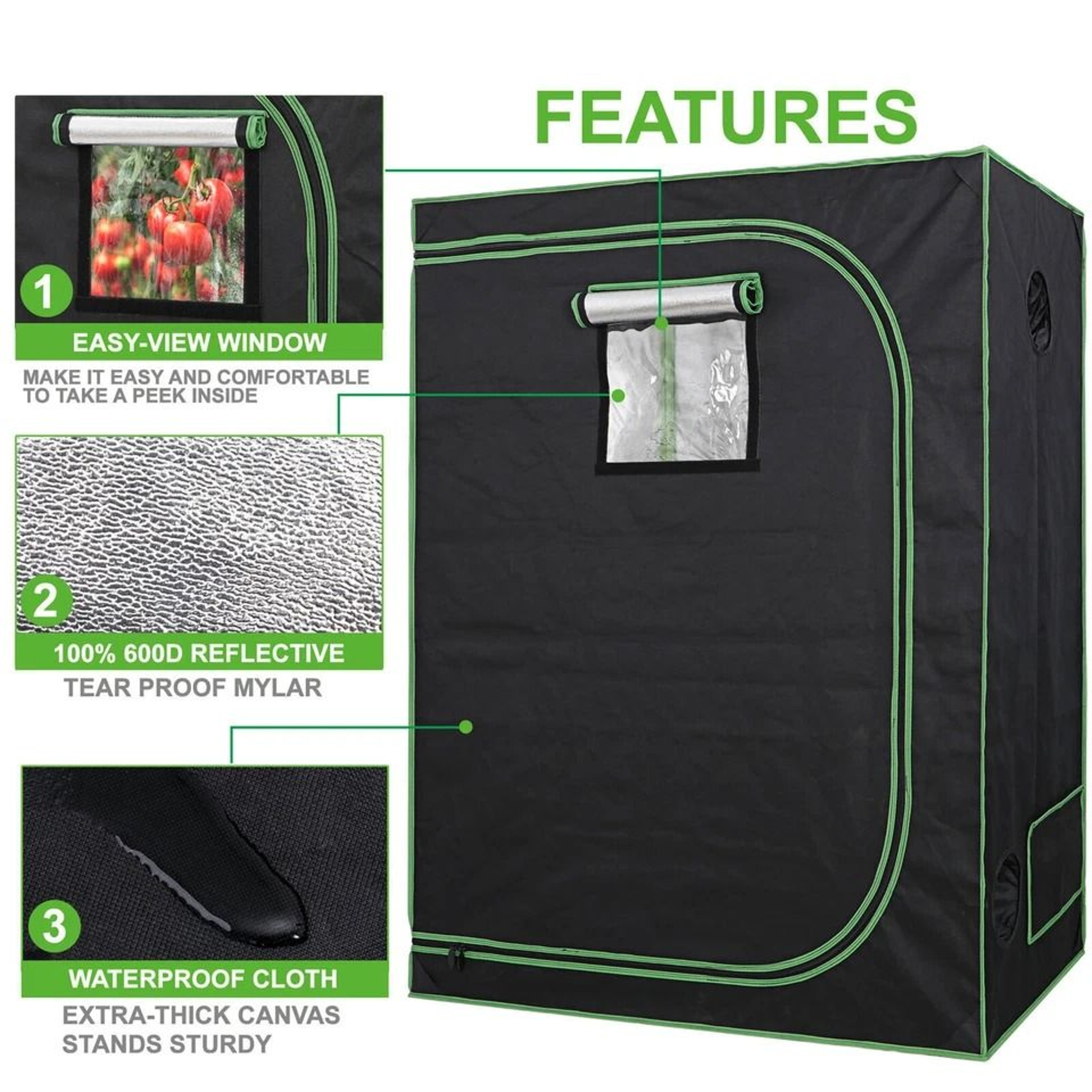 Indoor Grow Tent Hydroponic Mylar Reflective Plant Grow Tent With Observation Window 8