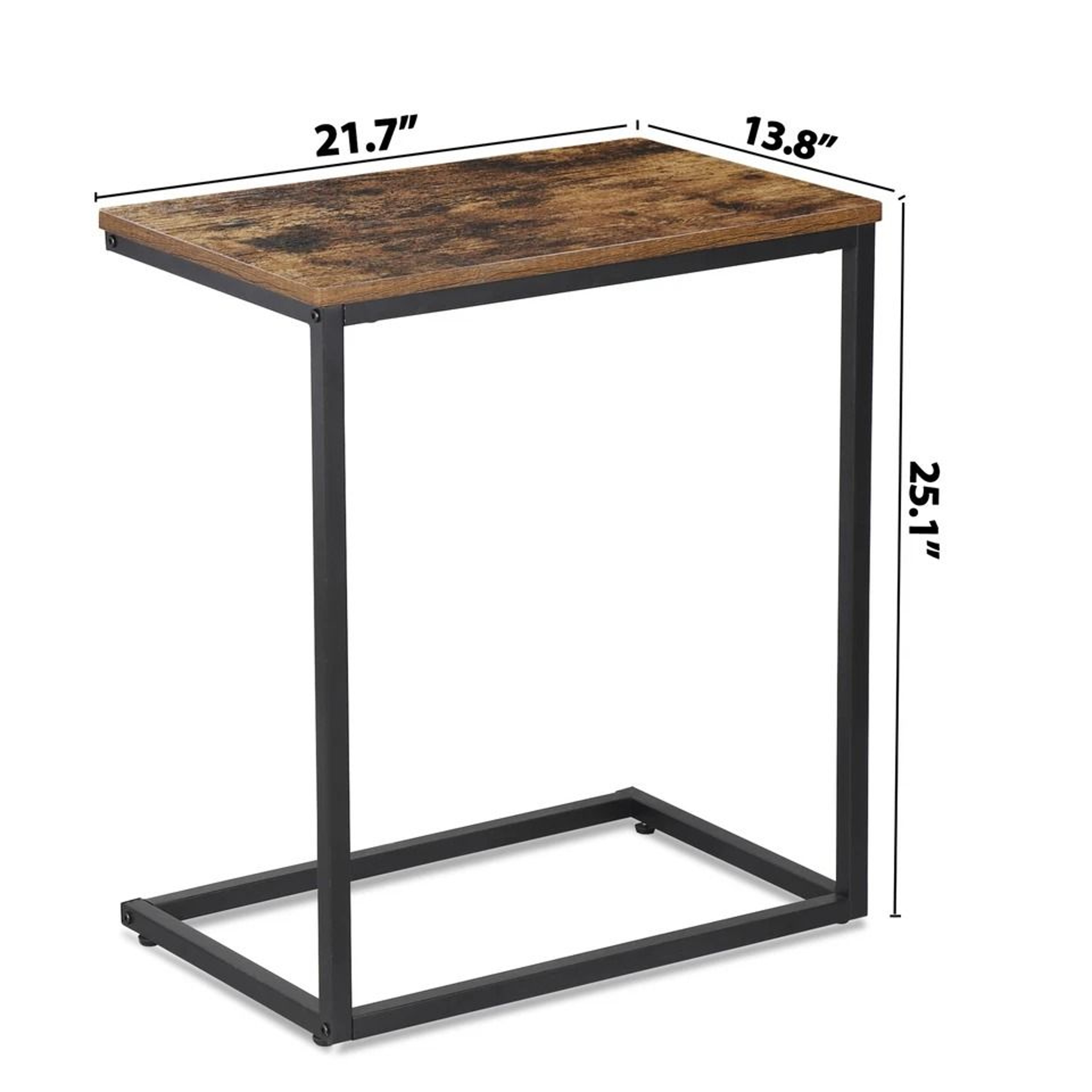 Rustic C Shaped Side Table Sofa End Table For Bedside  Small Spaces 4