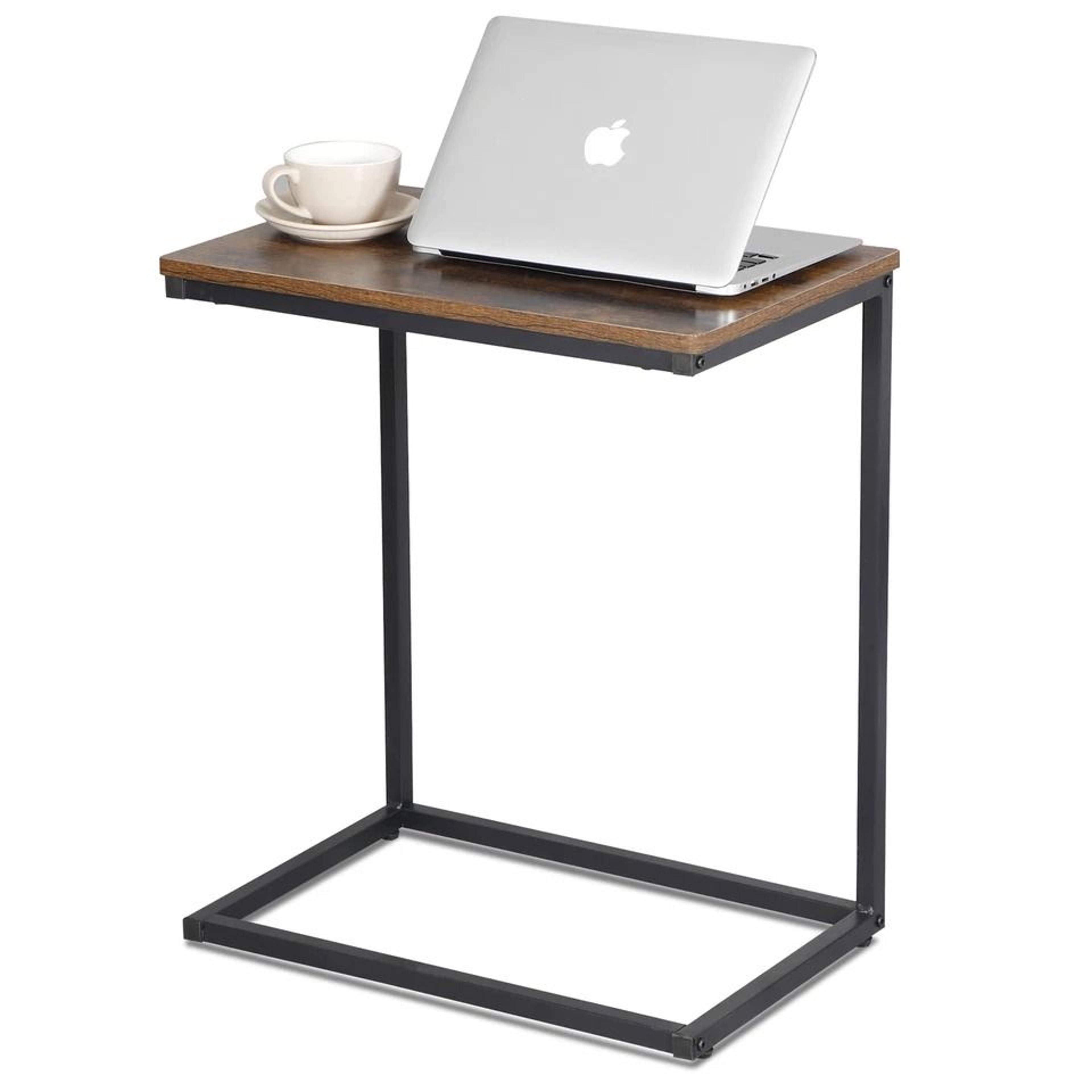 Rustic C Shaped Side Table Sofa End Table For Bedside  Small Spaces 2