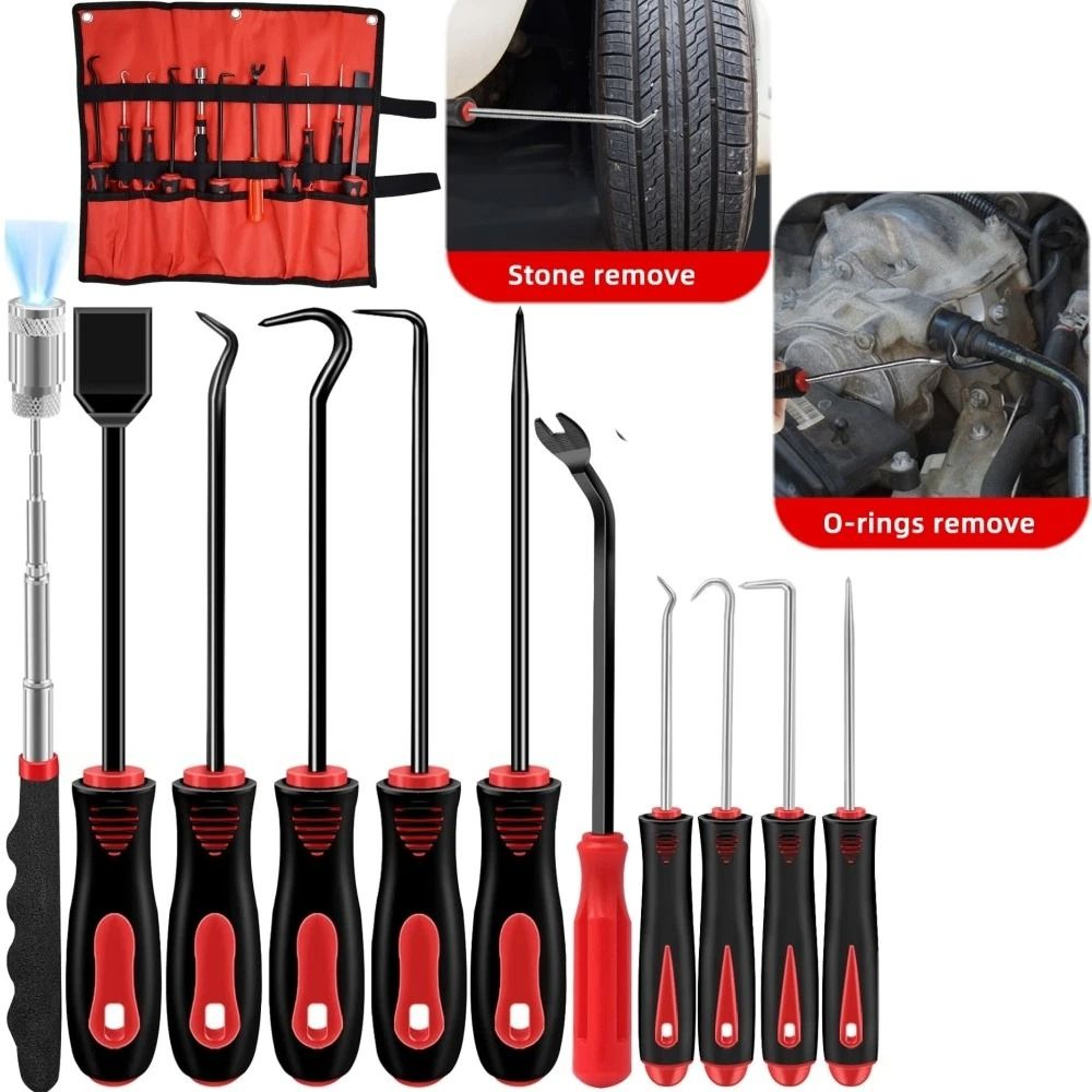 Pick  Hook Set With Magnetic Telescoping Tool Kit For Automotive  DIY Repairs 9