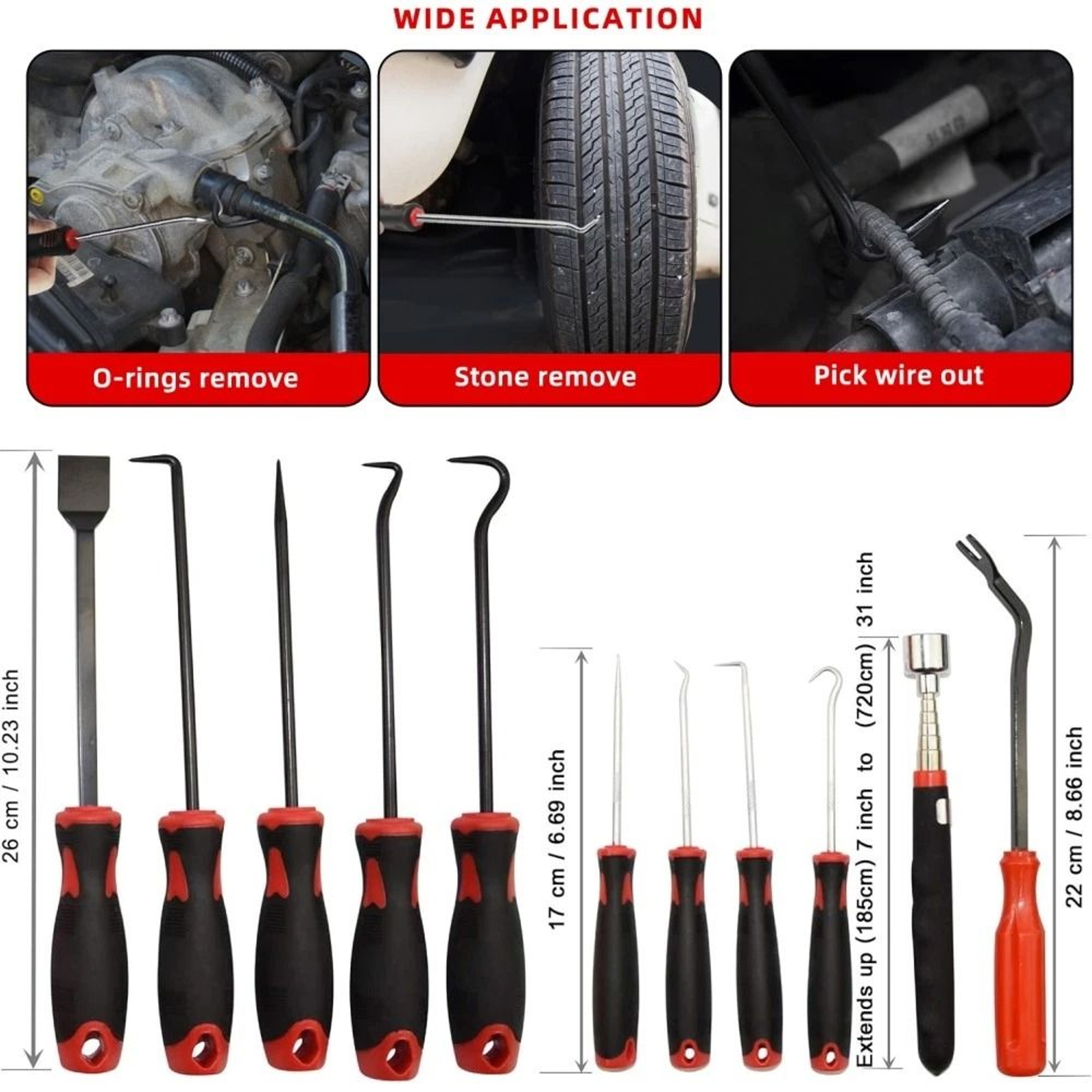 Pick  Hook Set With Magnetic Telescoping Tool Kit For Automotive  DIY Repairs 7