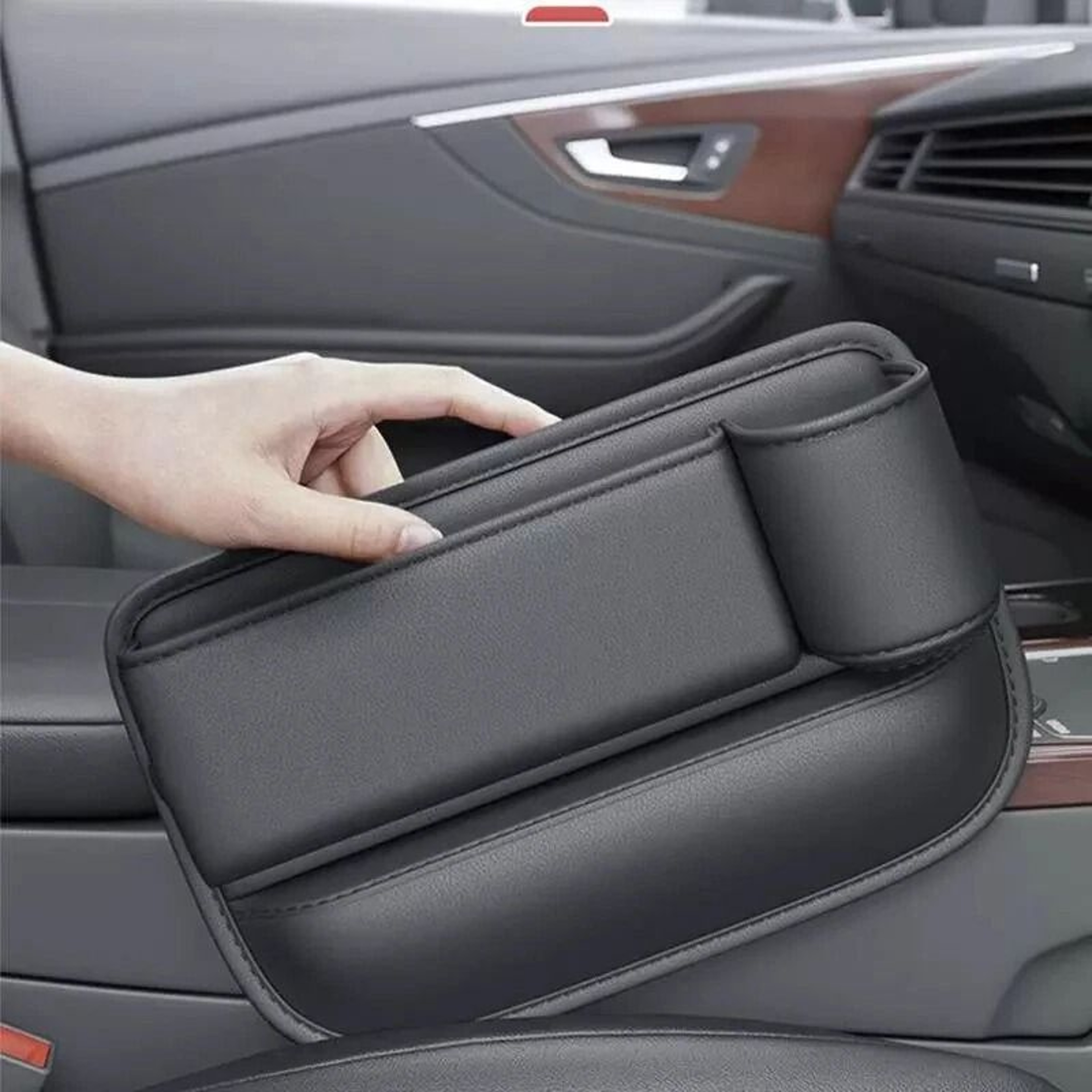 Car Seat Gap Filler PU Leather Organizer  Phone Holder  Storage Box For Easy Access 0