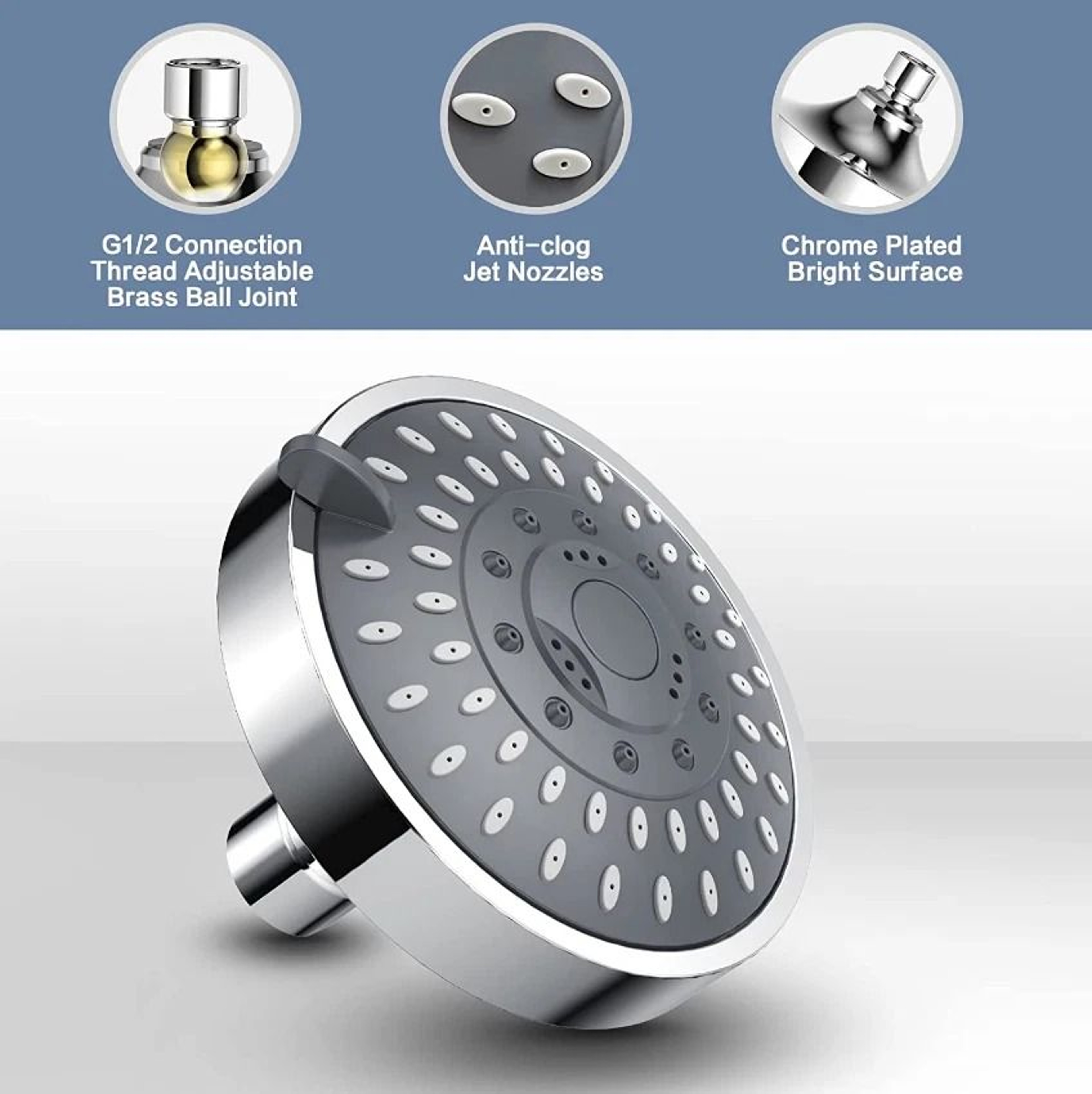 High Pressure Adjustable Handheld Shower Head Top Spray Bath Showerhead With MultinSettings 3