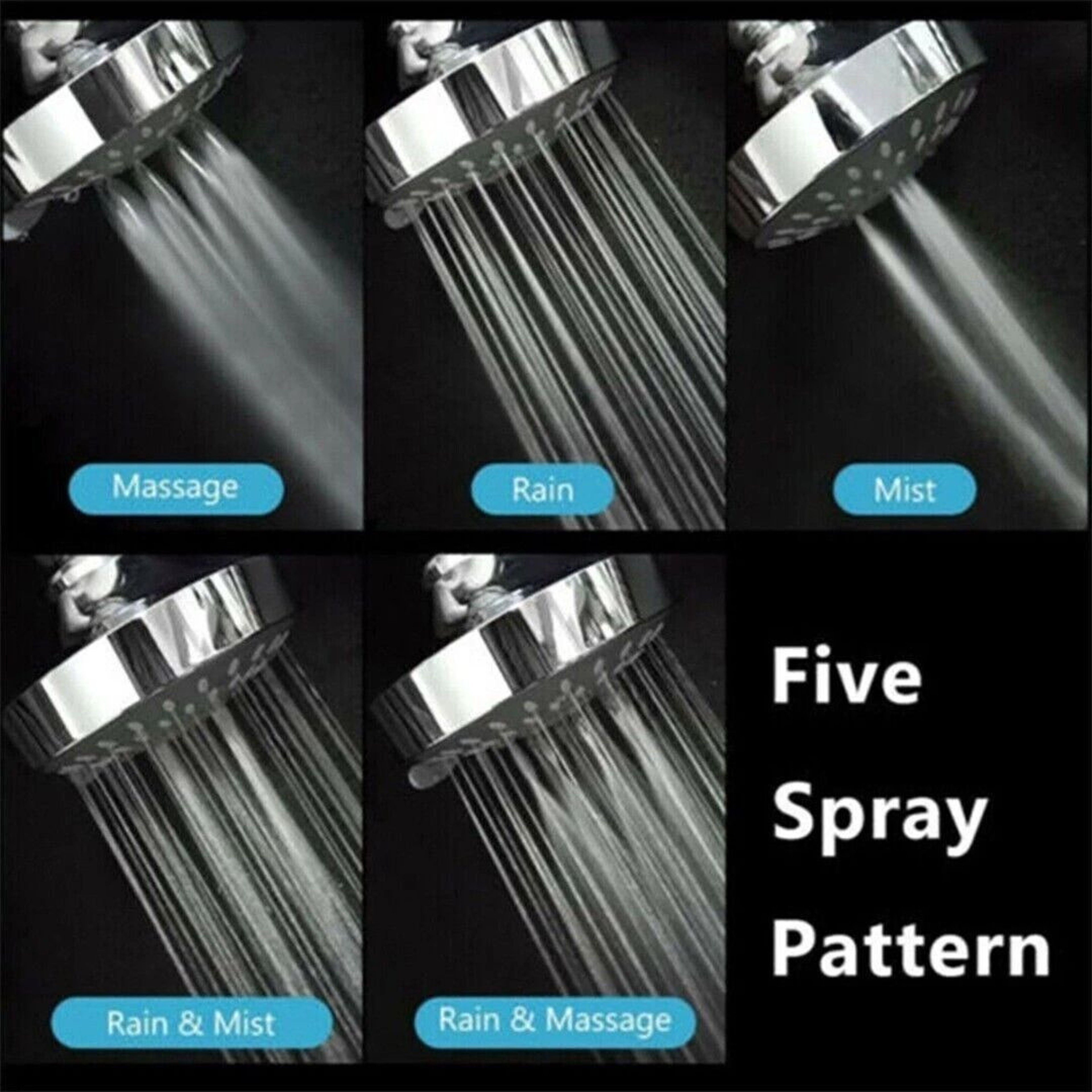 High Pressure Adjustable Handheld Shower Head Top Spray Bath Showerhead With MultinSettings 9