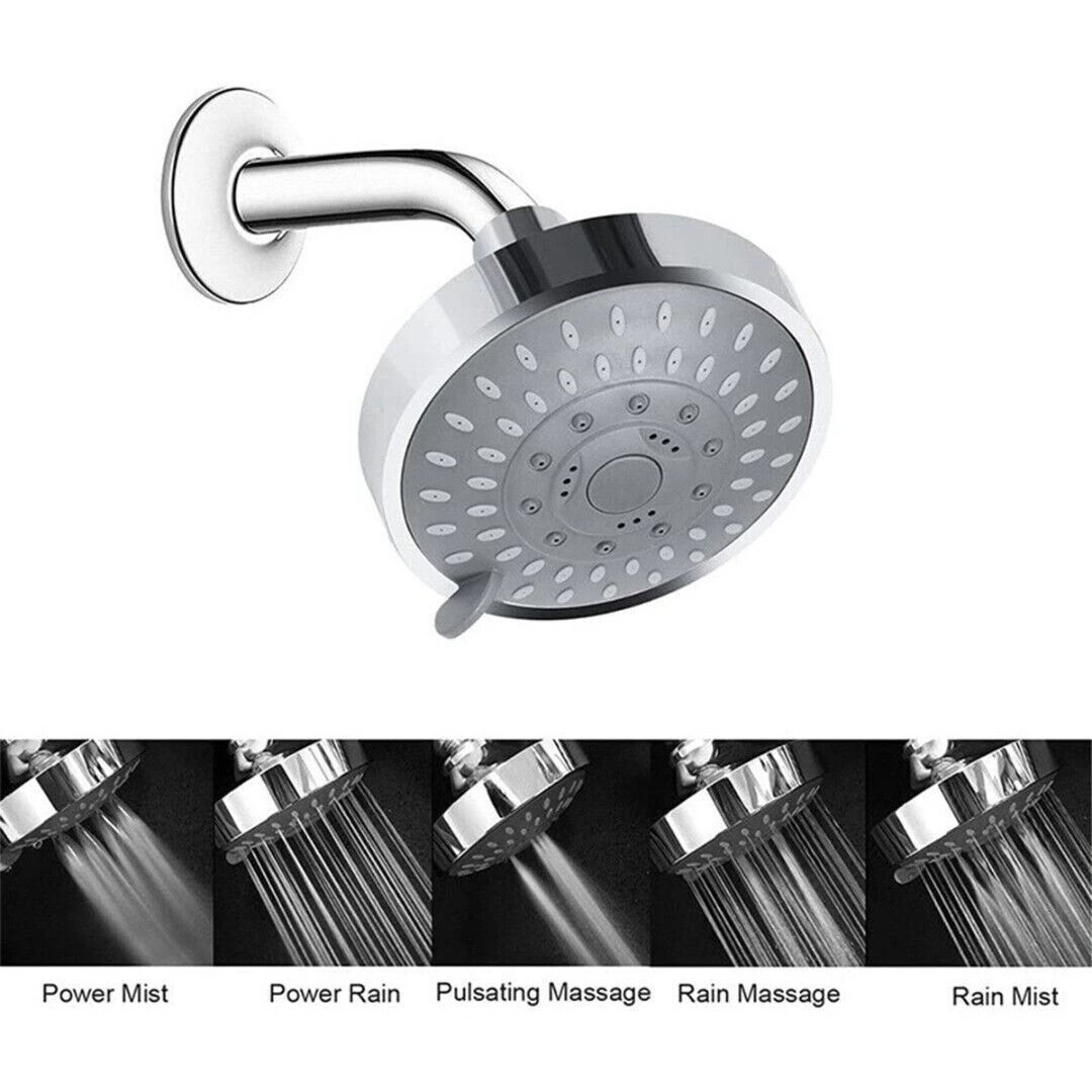 High Pressure Adjustable Handheld Shower Head Top Spray Bath Showerhead With MultinSettings 7