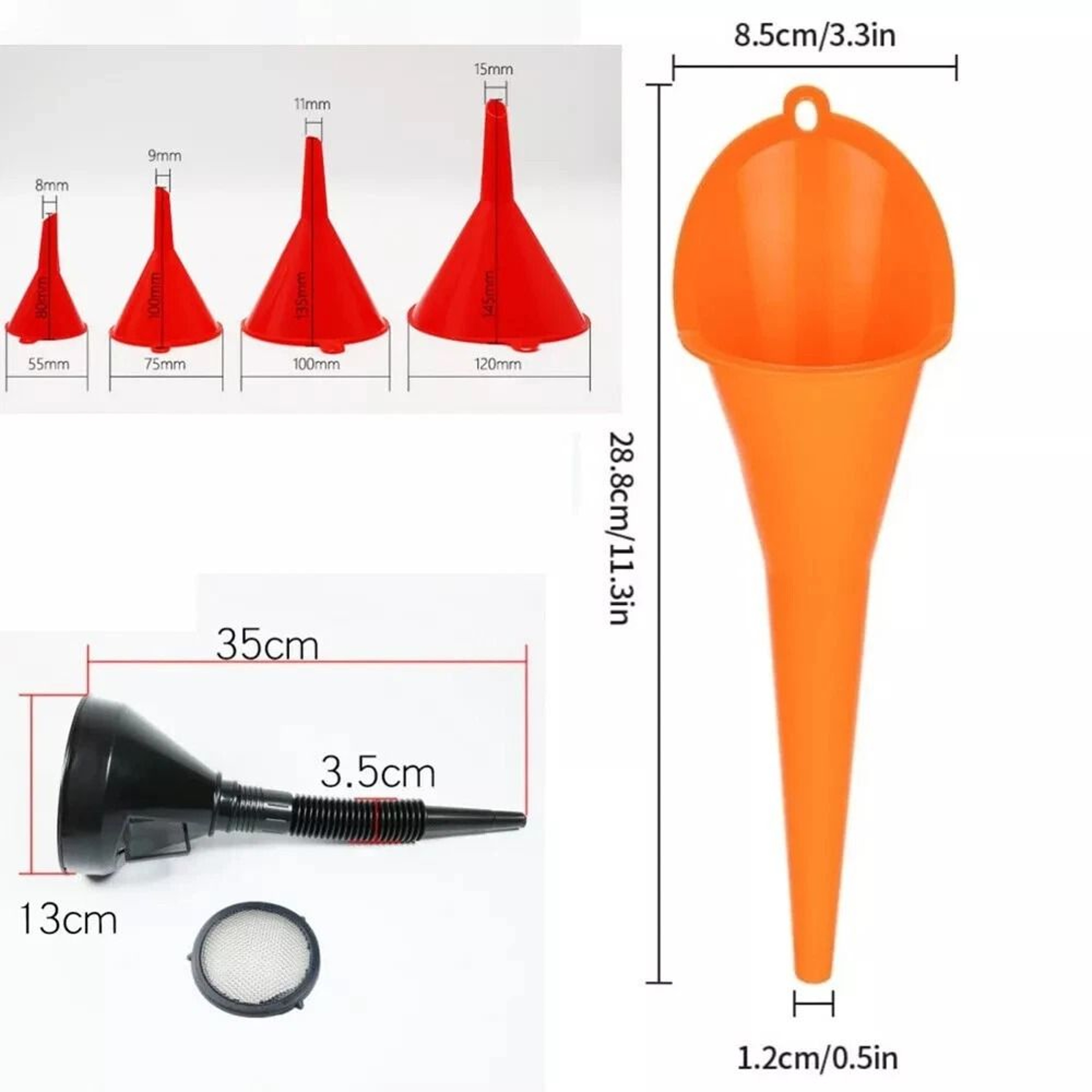 Universal Car Funnel Set With Filter Perfect For Oil Diesel Petrol  Gasoline Refueling 6