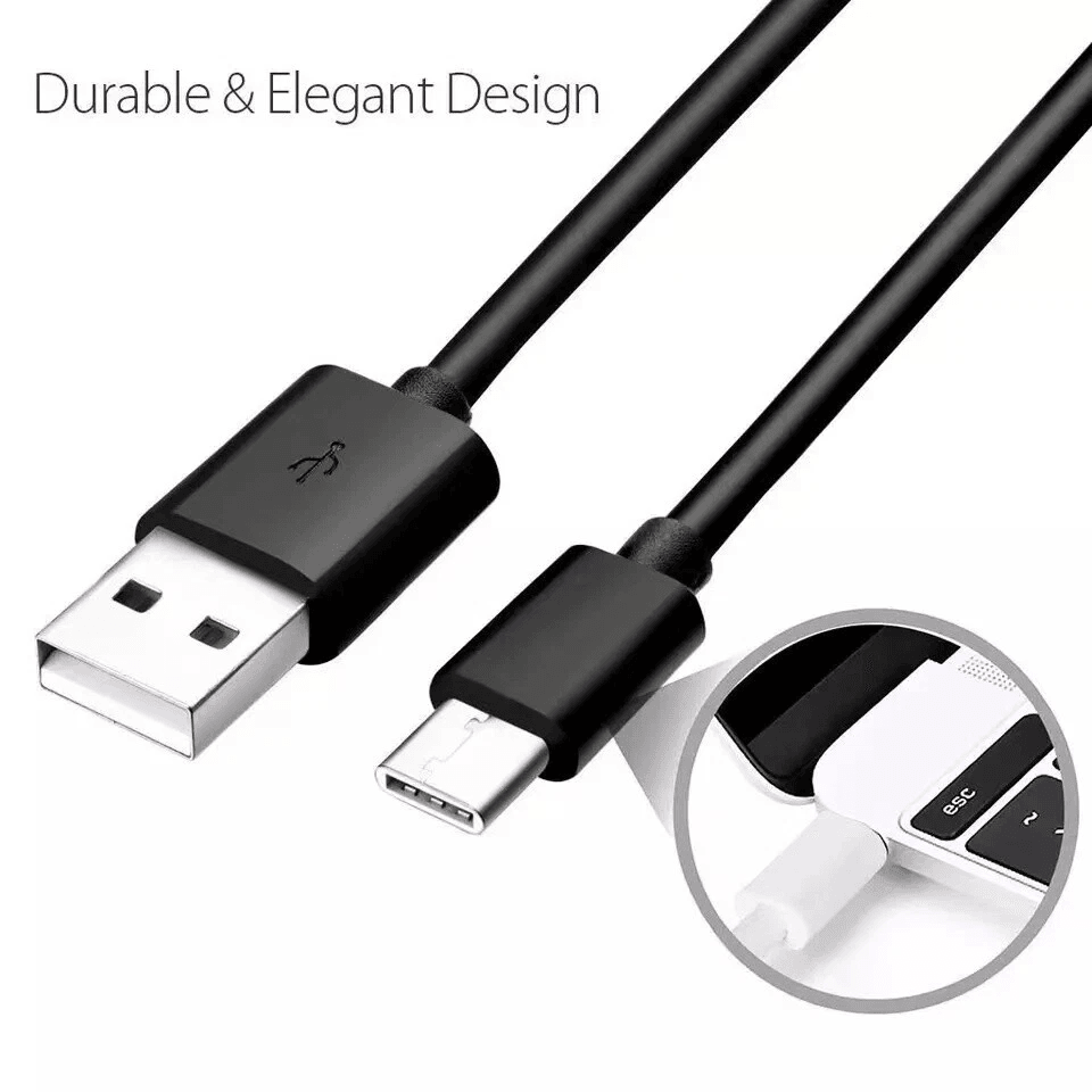 USB C To USB A Charging Cable For Quick Charge  Data Sync Durable Fast Charge Cord 1