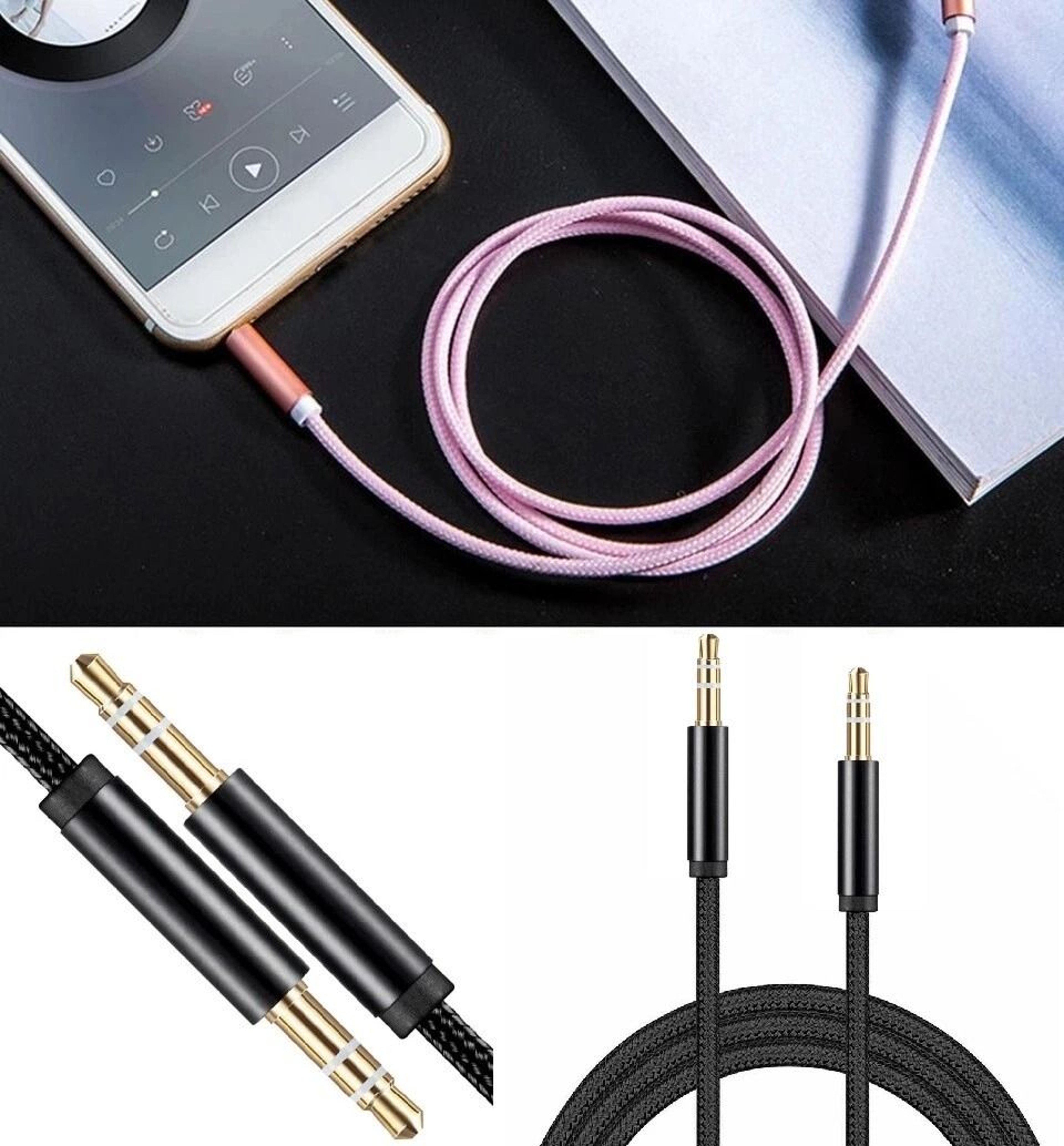 Braided Male To Male Audio AUX Cable For PC IPhone IPod  Car Use 4