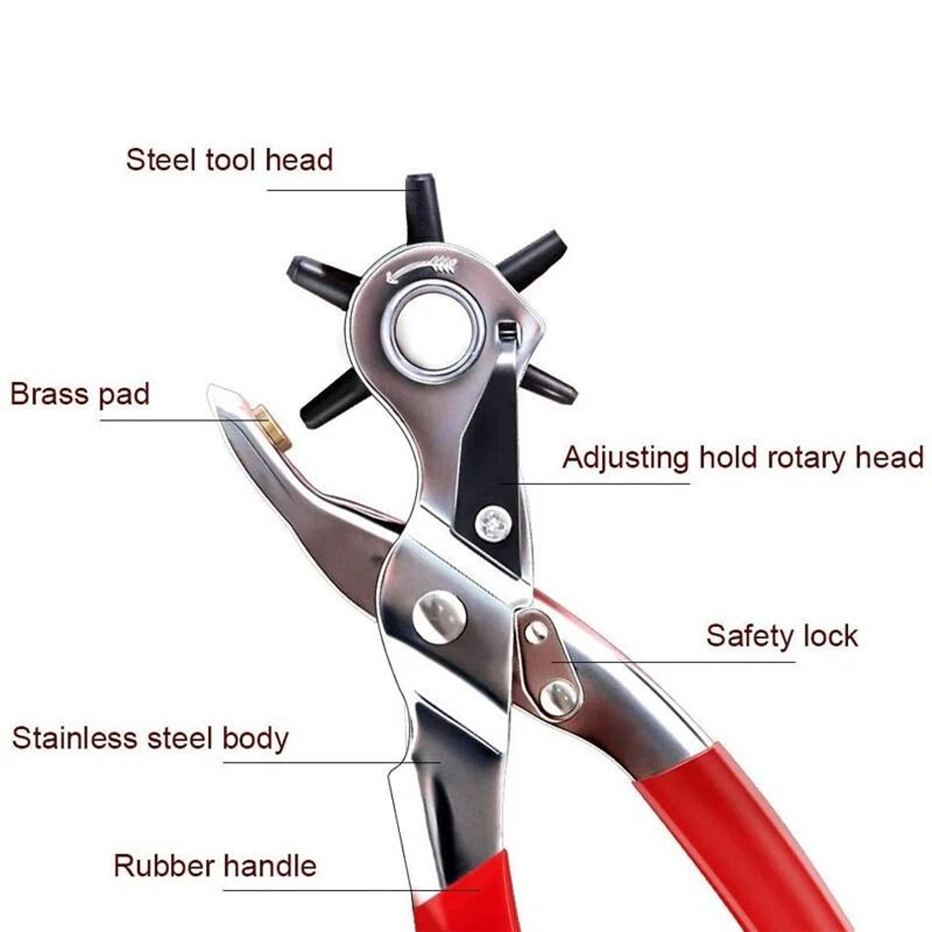 Heavy Duty Leather Hole Punch Tool Belt Pliers With Punch Sizes For Precision Holes 5