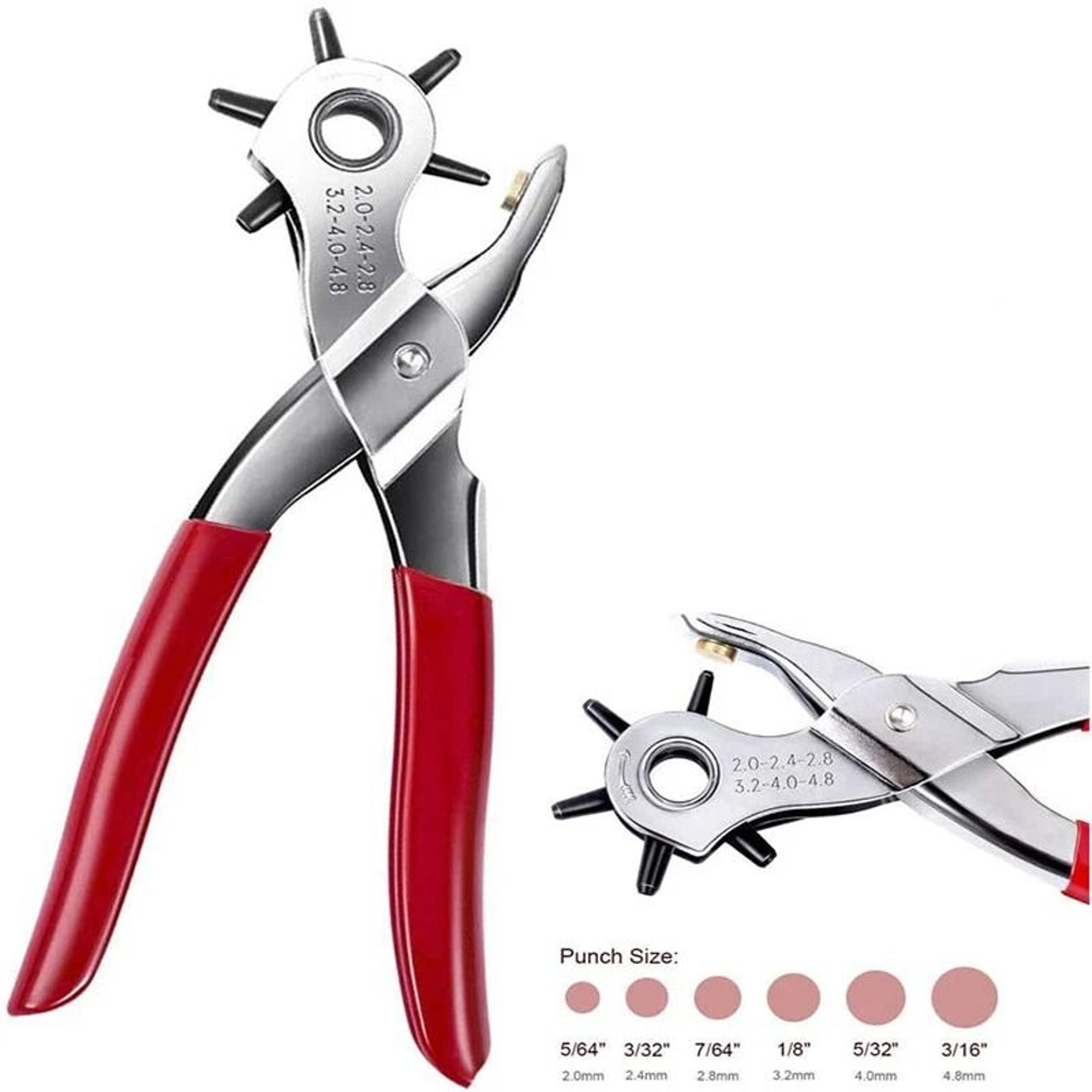 Heavy Duty Leather Hole Punch Tool Belt Pliers With Punch Sizes For Precision Holes 7