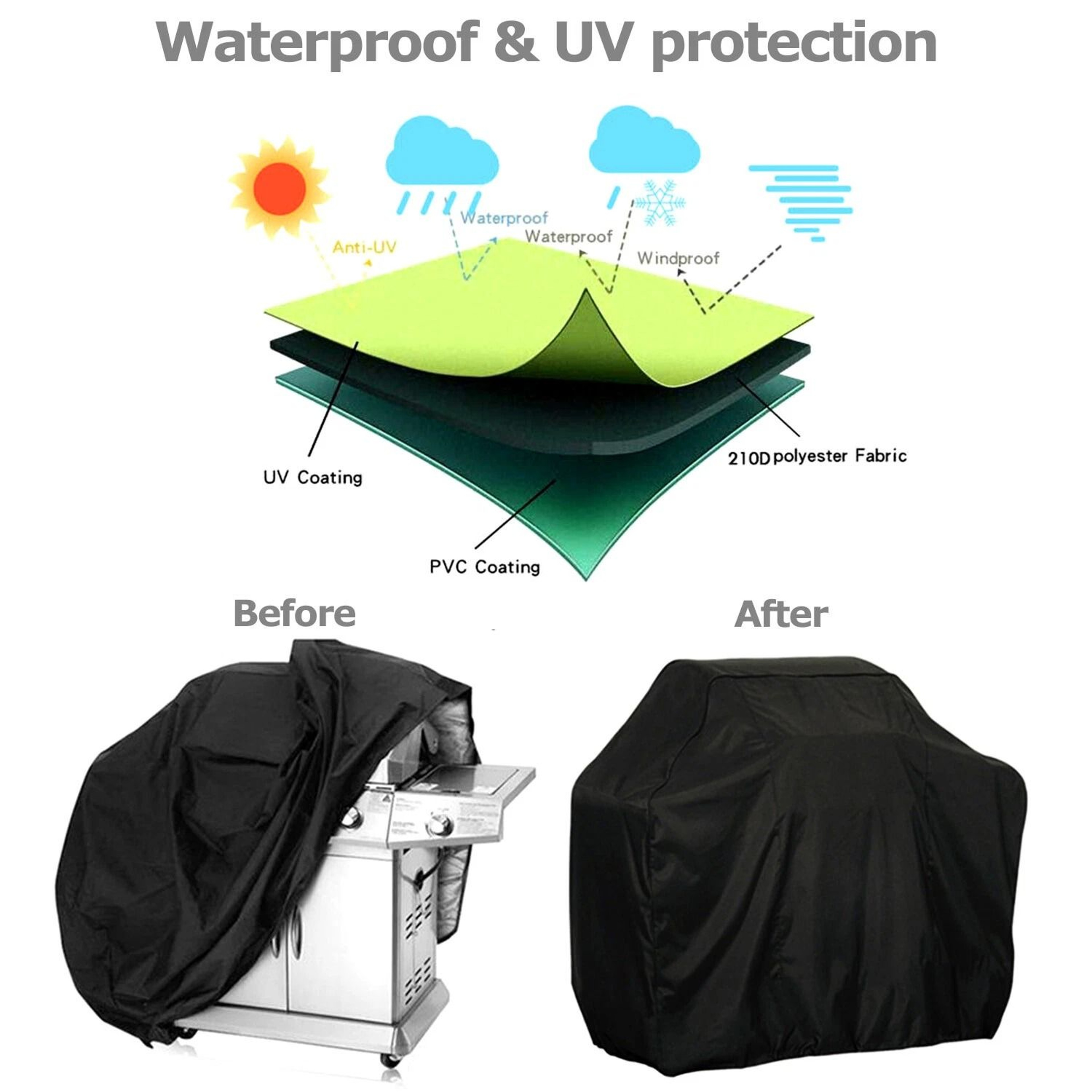 57 Inch Waterproof BBQ Grill Cover Heavy Duty Outdoor Protector 9