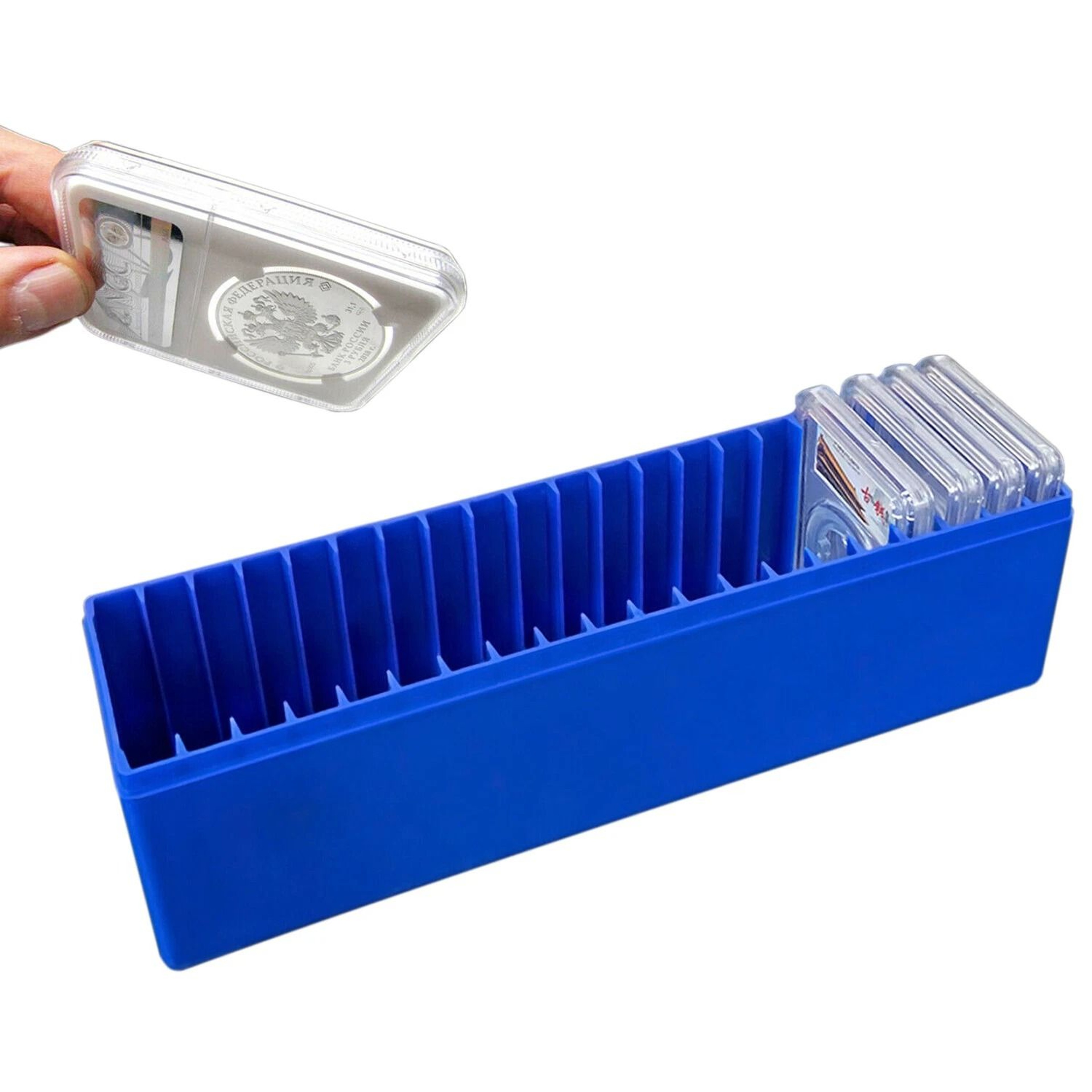 Blue Coin Slab Storage Box For PCGS NGC Holders Durable ABS Case 6