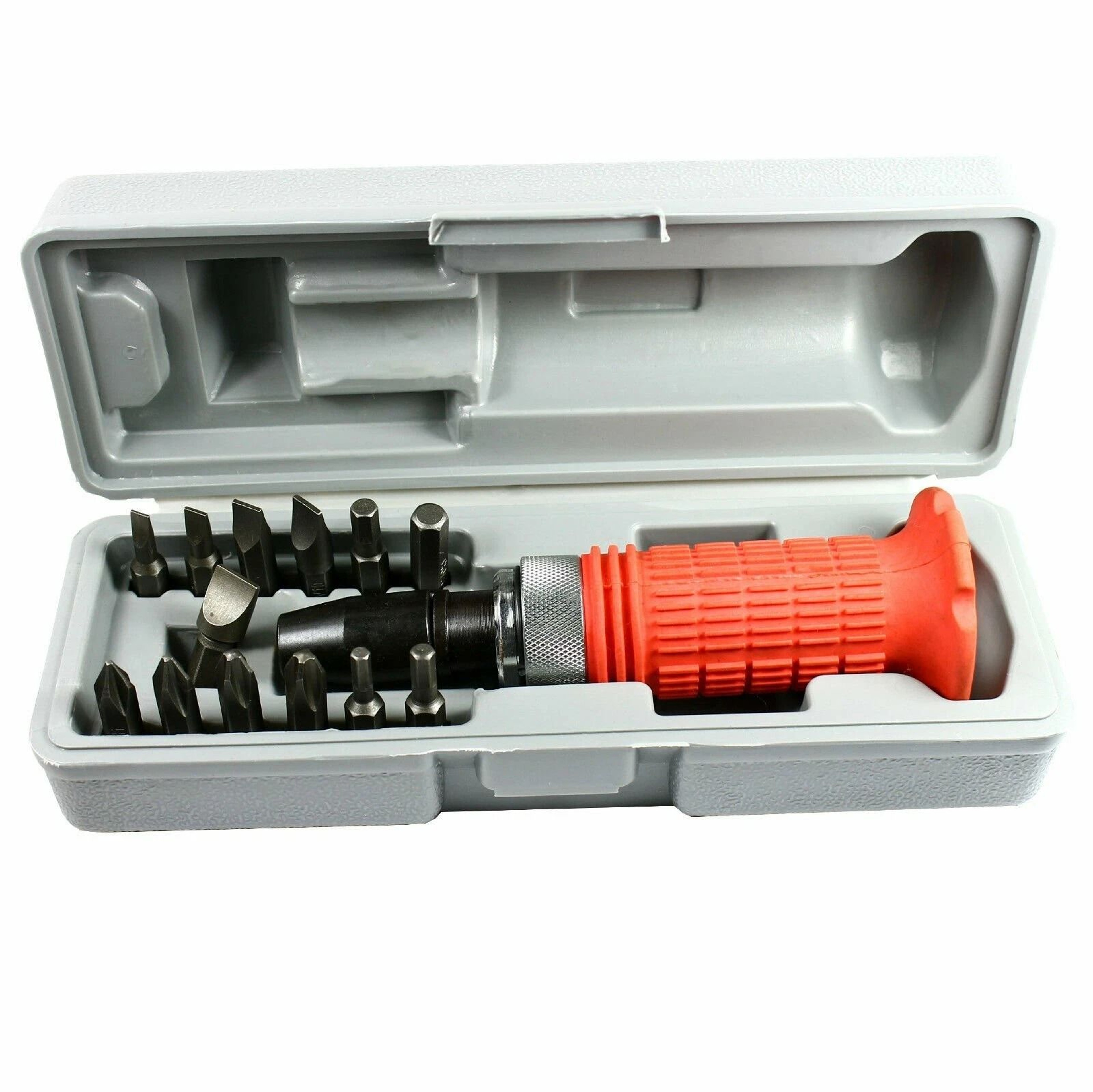 Impact Screwdriver Set With Case Heavy Duty Manual Driver And Socket Bits 0