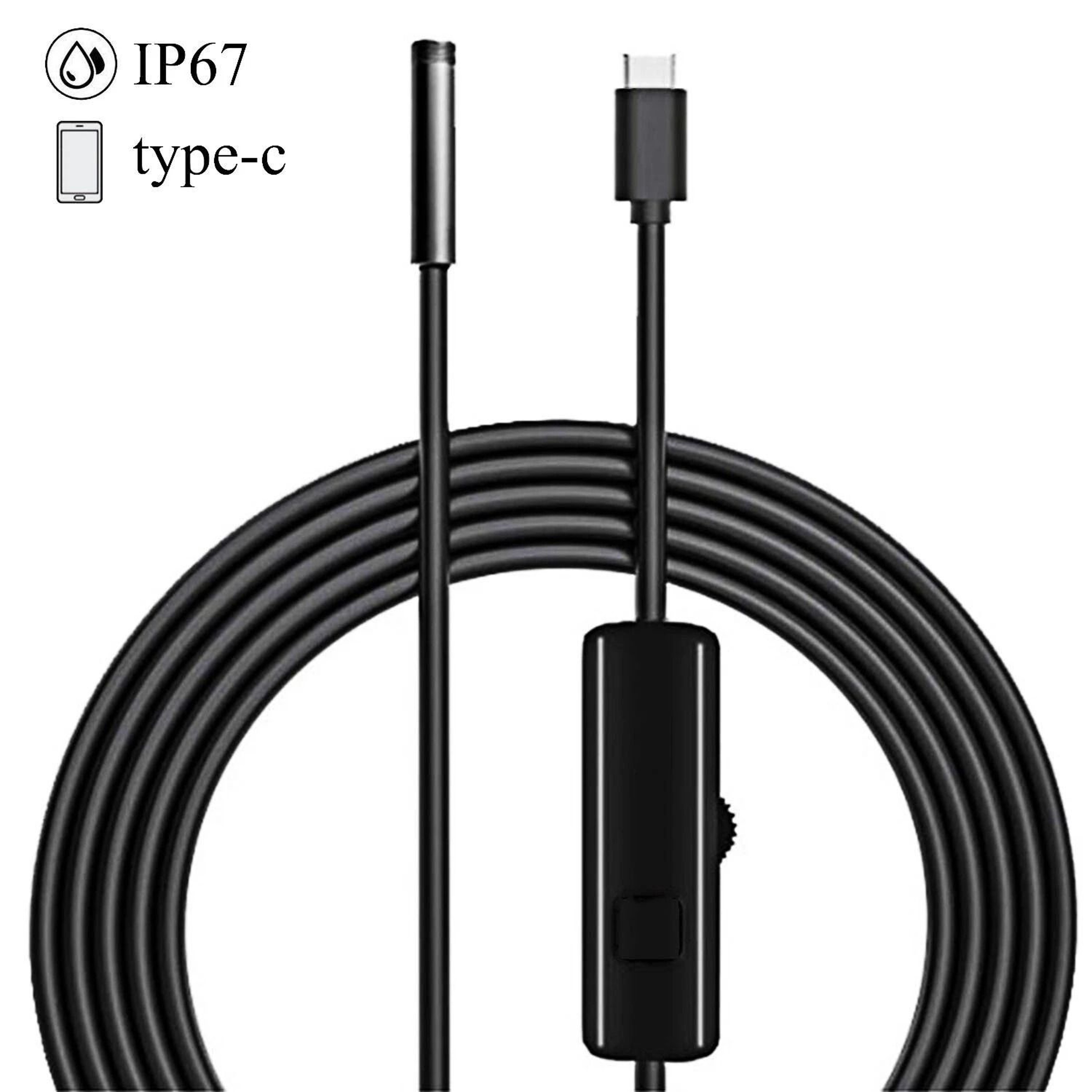 Type C Endoscope Camera 2M 55mm Waterproof Borescope For Android And PC 1