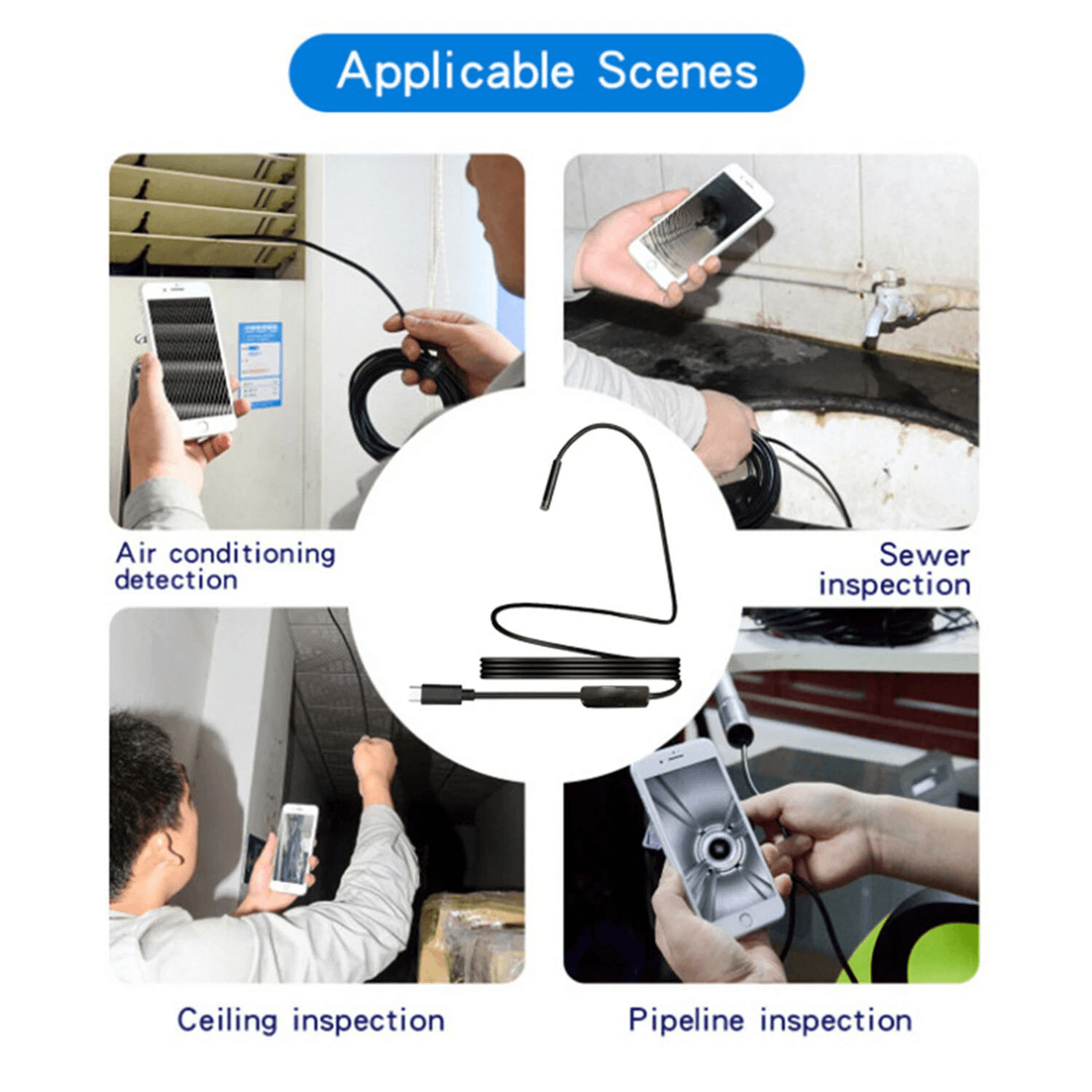 Type C Endoscope Camera 2M 55mm Waterproof Borescope For Android And PC 6