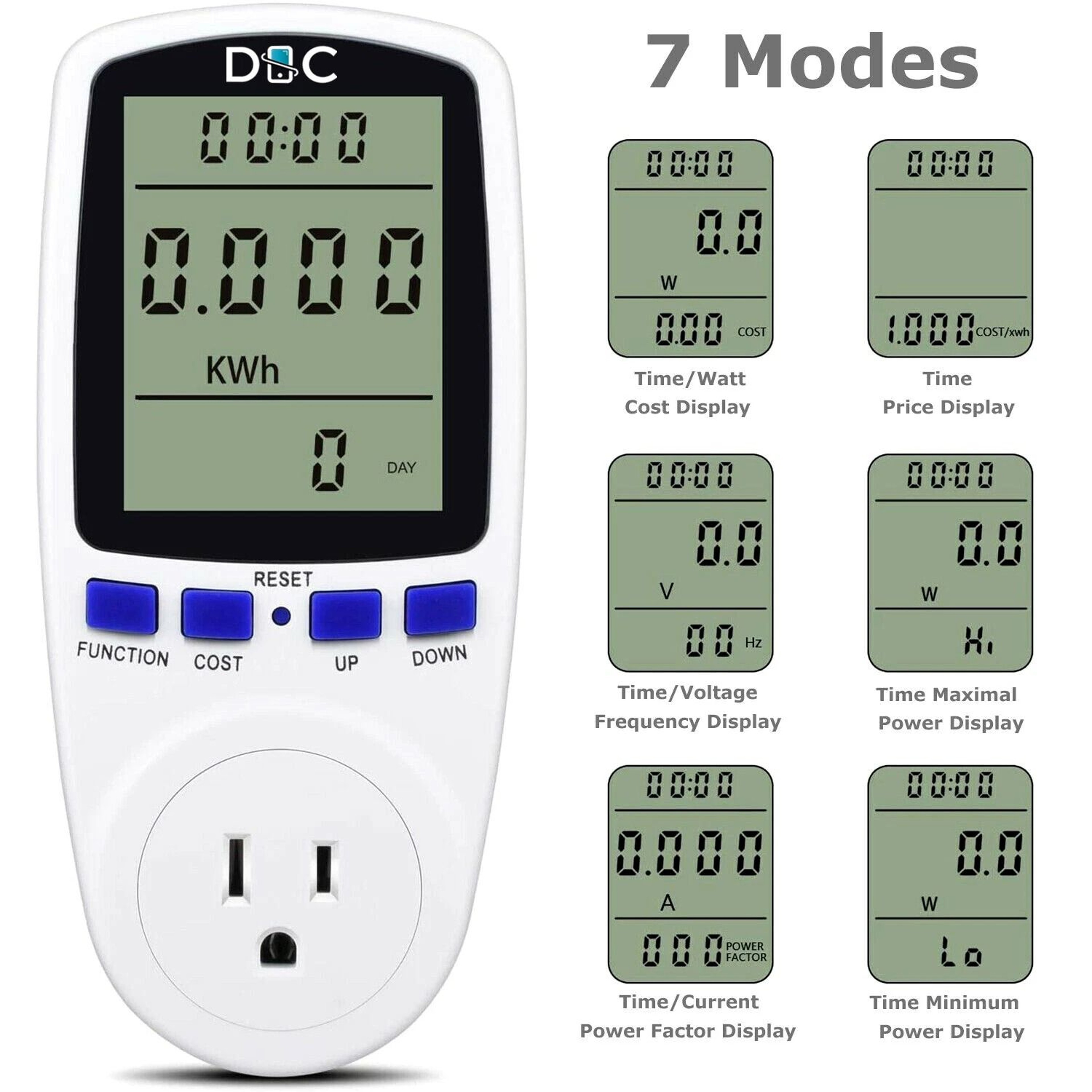 Plug In Watt Meter Plug In Electricity Usage Monitor With Volt Amp KWh Tracking 3