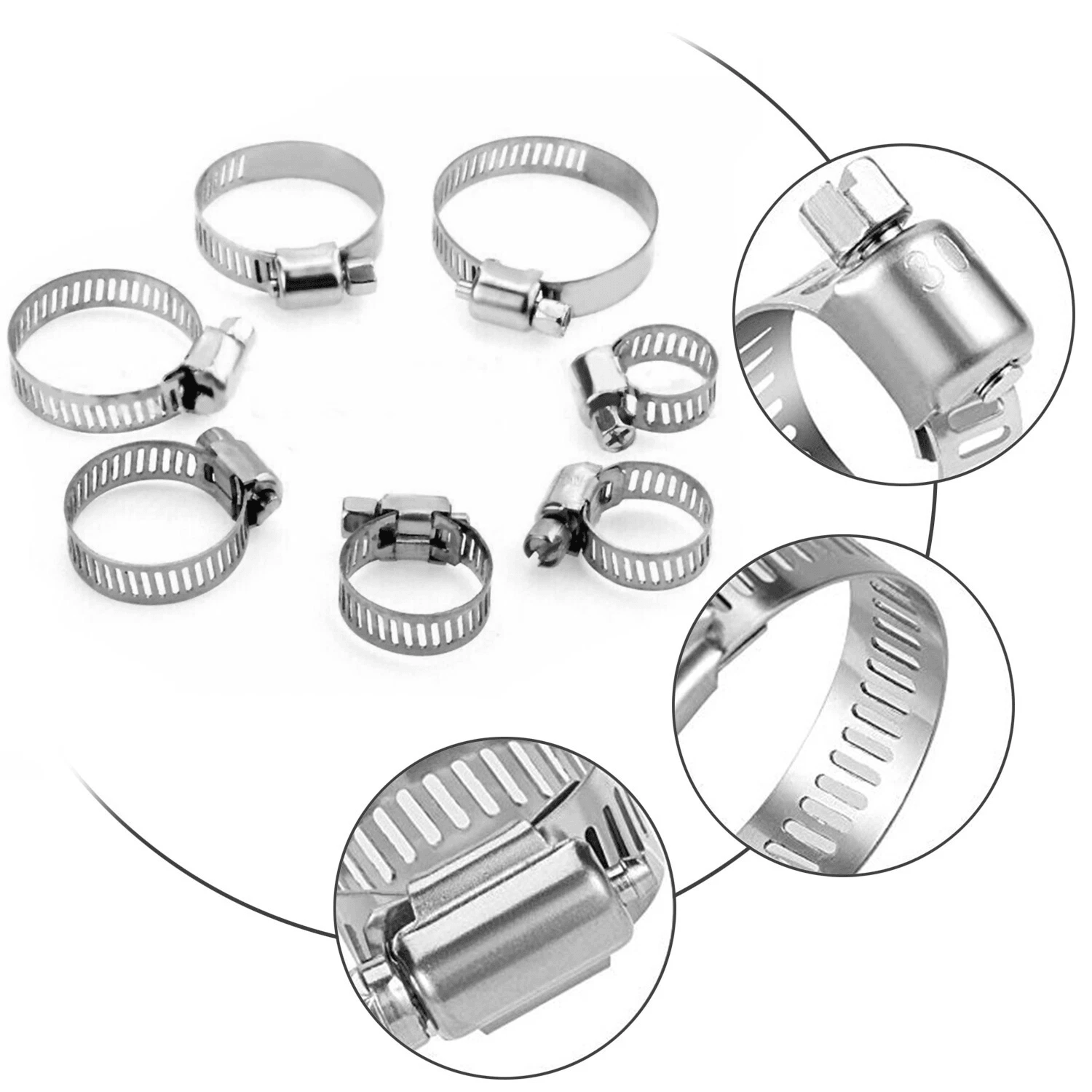 Stainless Steel Hose Clamp Assortment Kit With Sizes Adjustable Worm Gear Clamps 0
