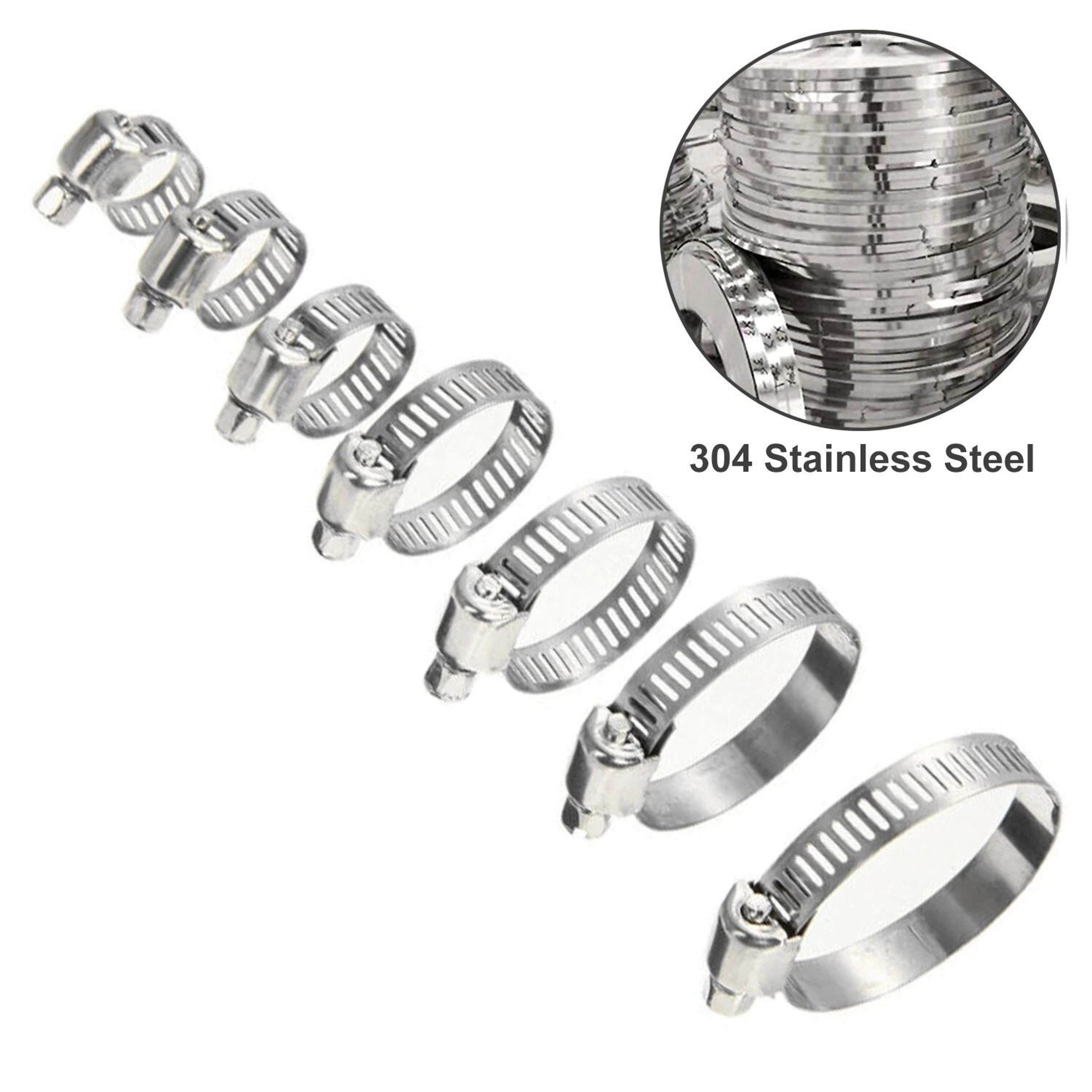 Stainless Steel Hose Clamp Assortment Kit With Sizes Adjustable Worm Gear Clamps 6