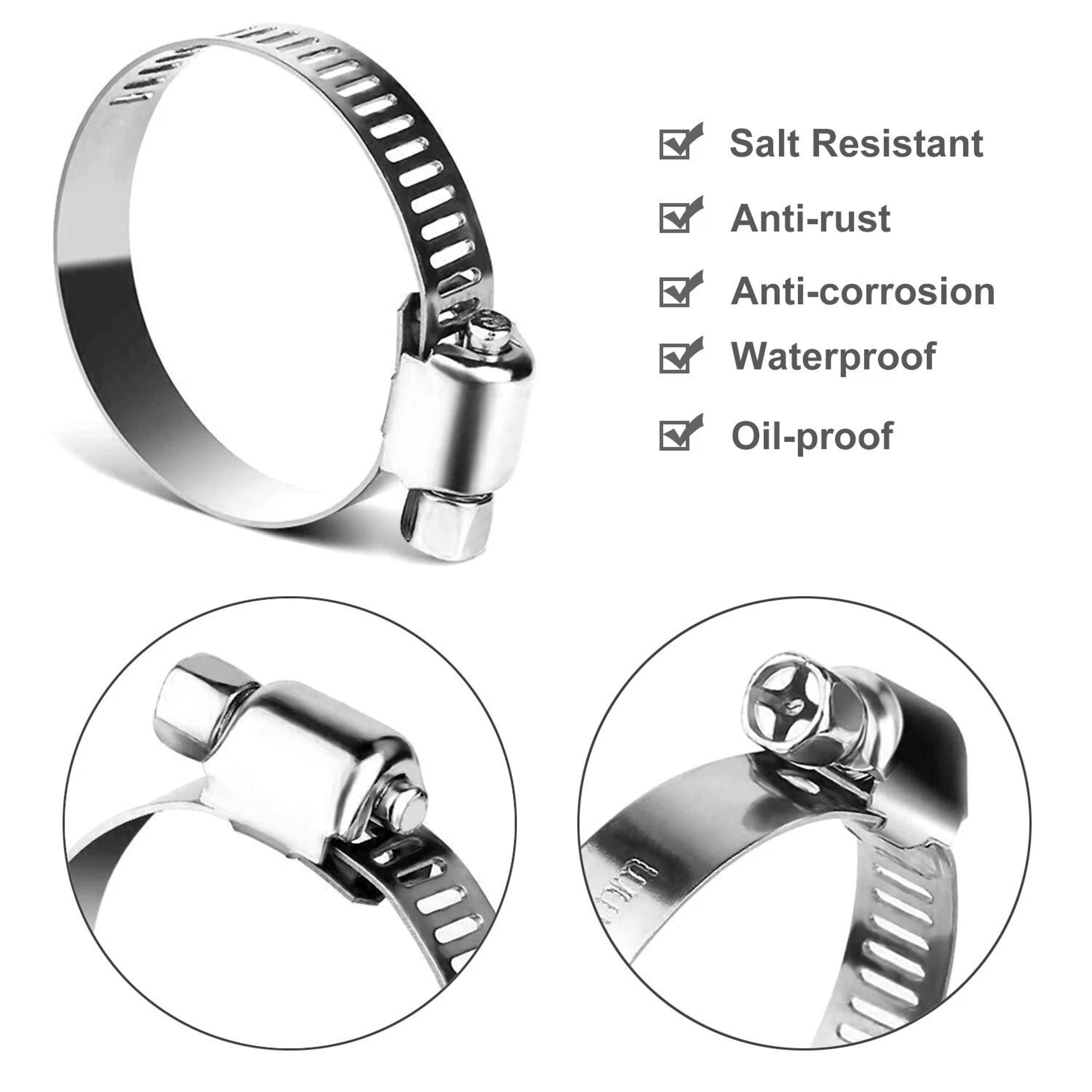 Stainless Steel Hose Clamp Assortment Kit With Sizes Adjustable Worm Gear Clamps 7