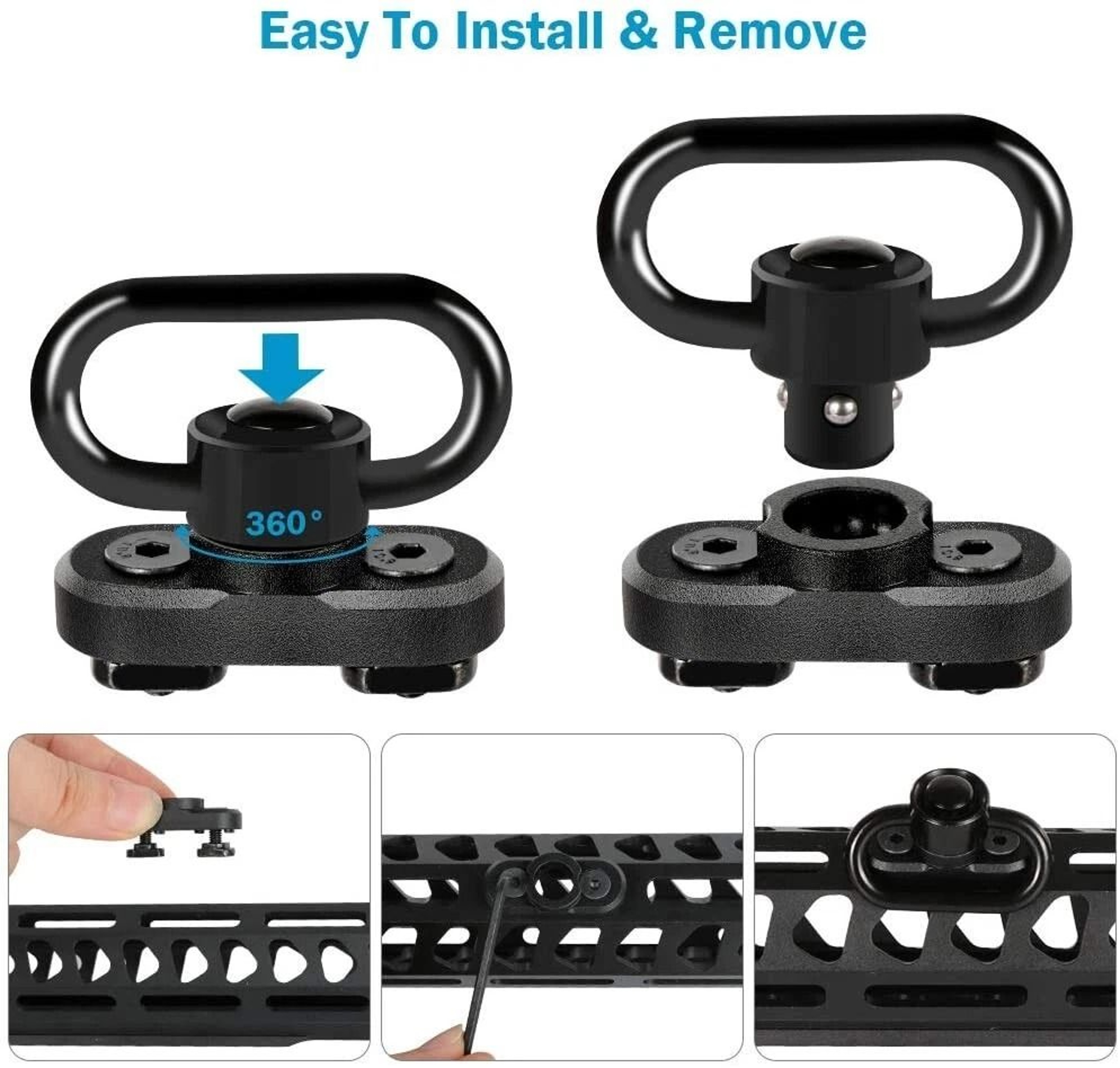 QD Sling Mount Heavy Duty Steel Quick Detach Adapter For Handguards 3