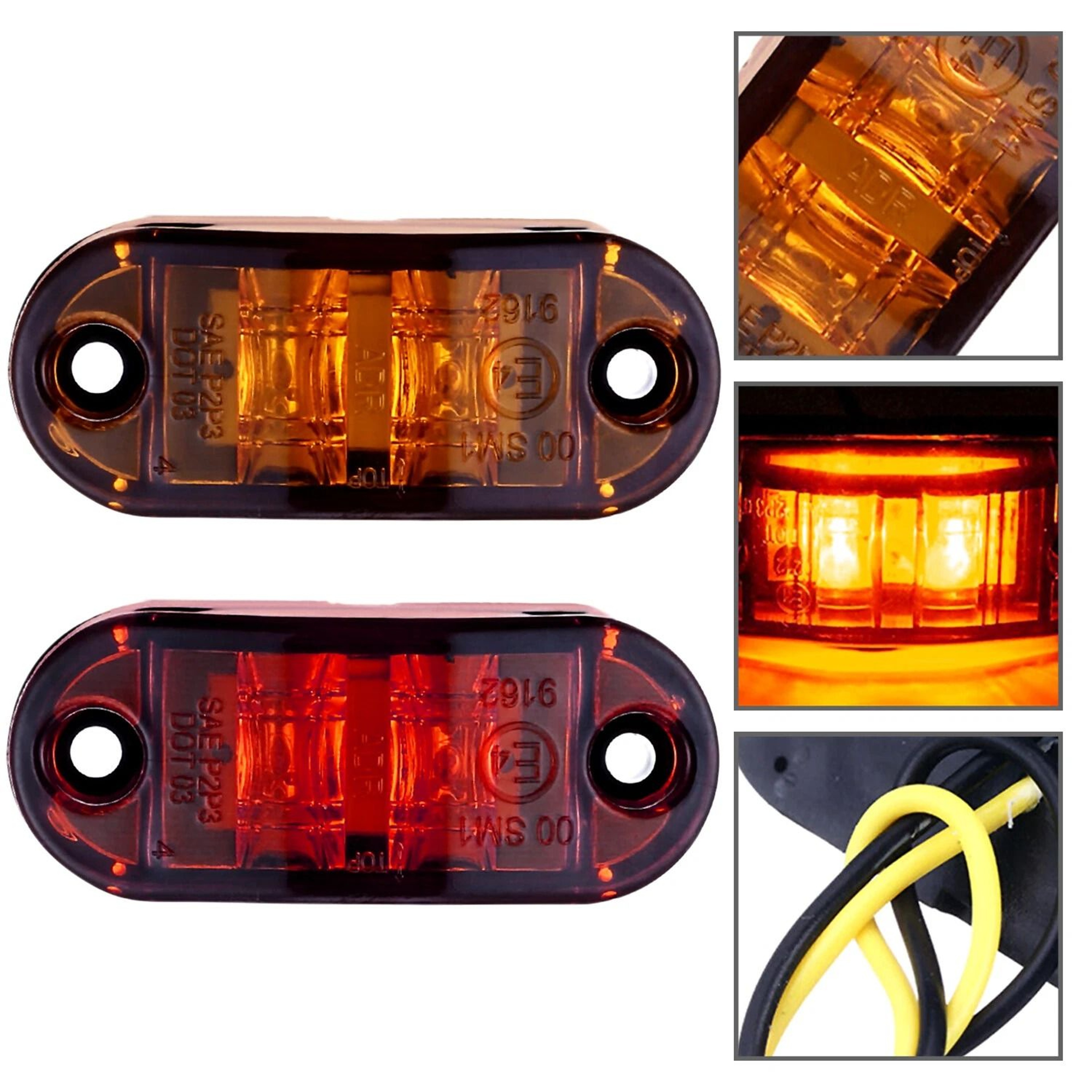 LED Marker Lights Set For Trailer RV Truck Oval Clearance Lights 4