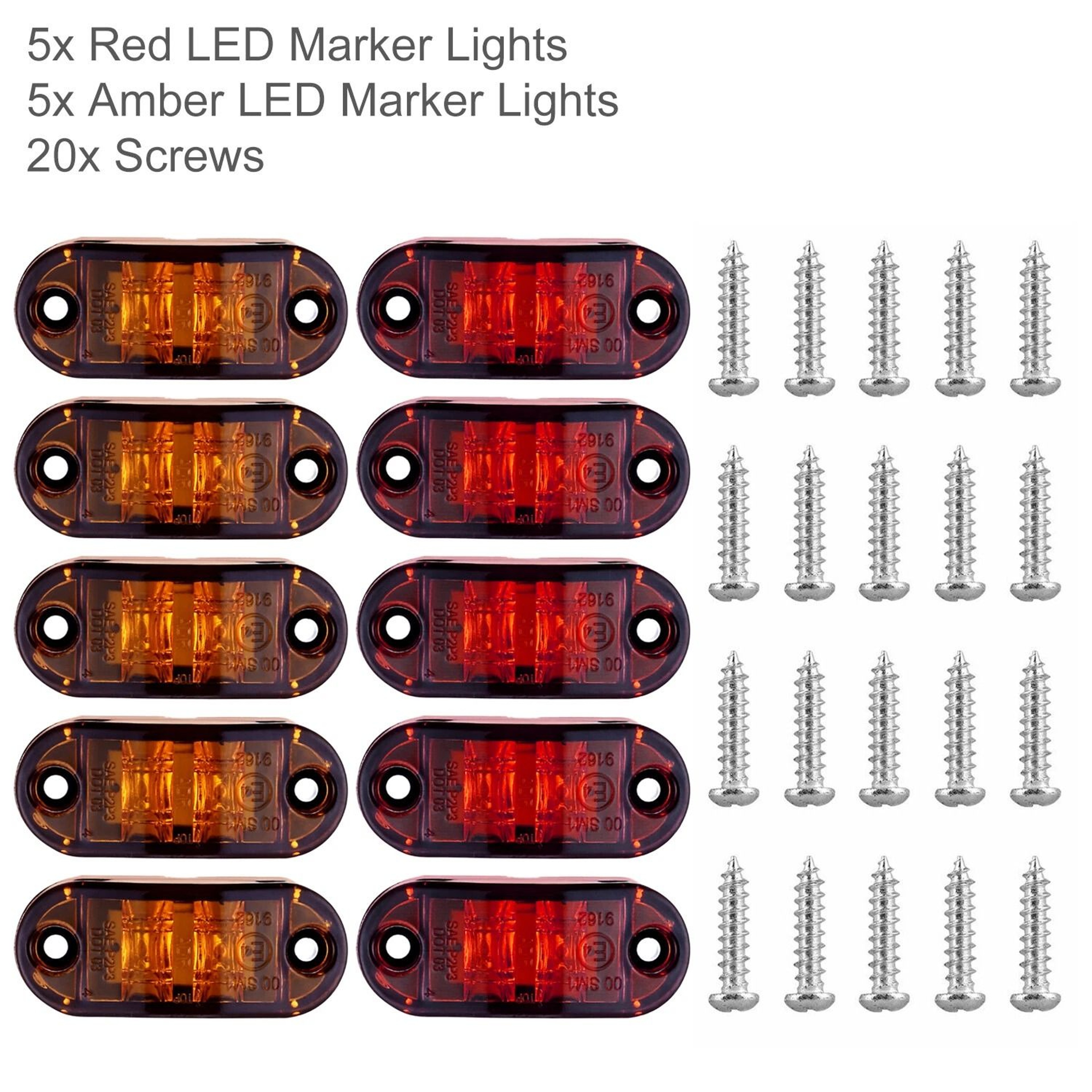 LED Marker Lights Set For Trailer RV Truck Oval Clearance Lights 9