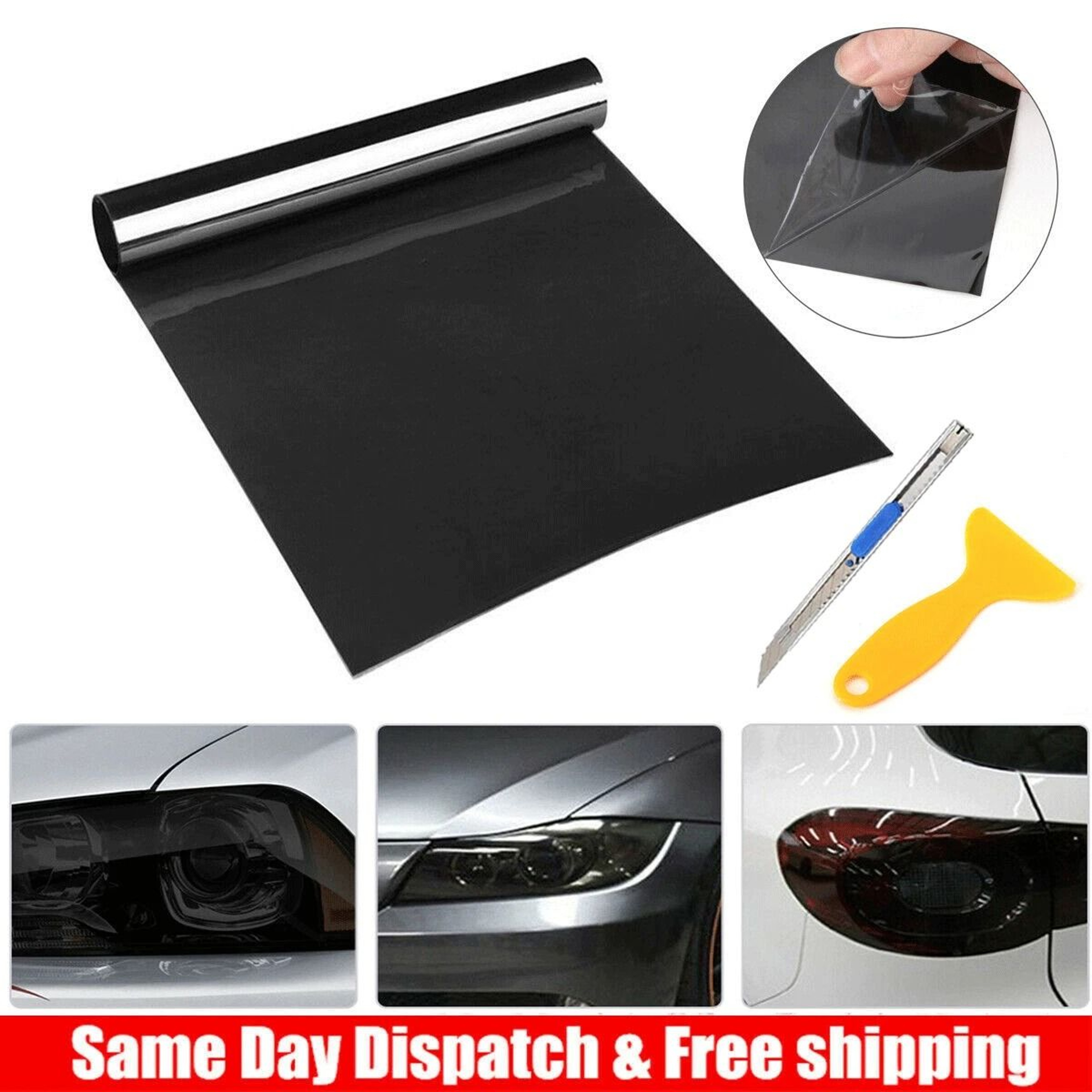 Smoke Vinyl Wrap For Headlights Taillights And Fog Lights Universal Tint Film 7