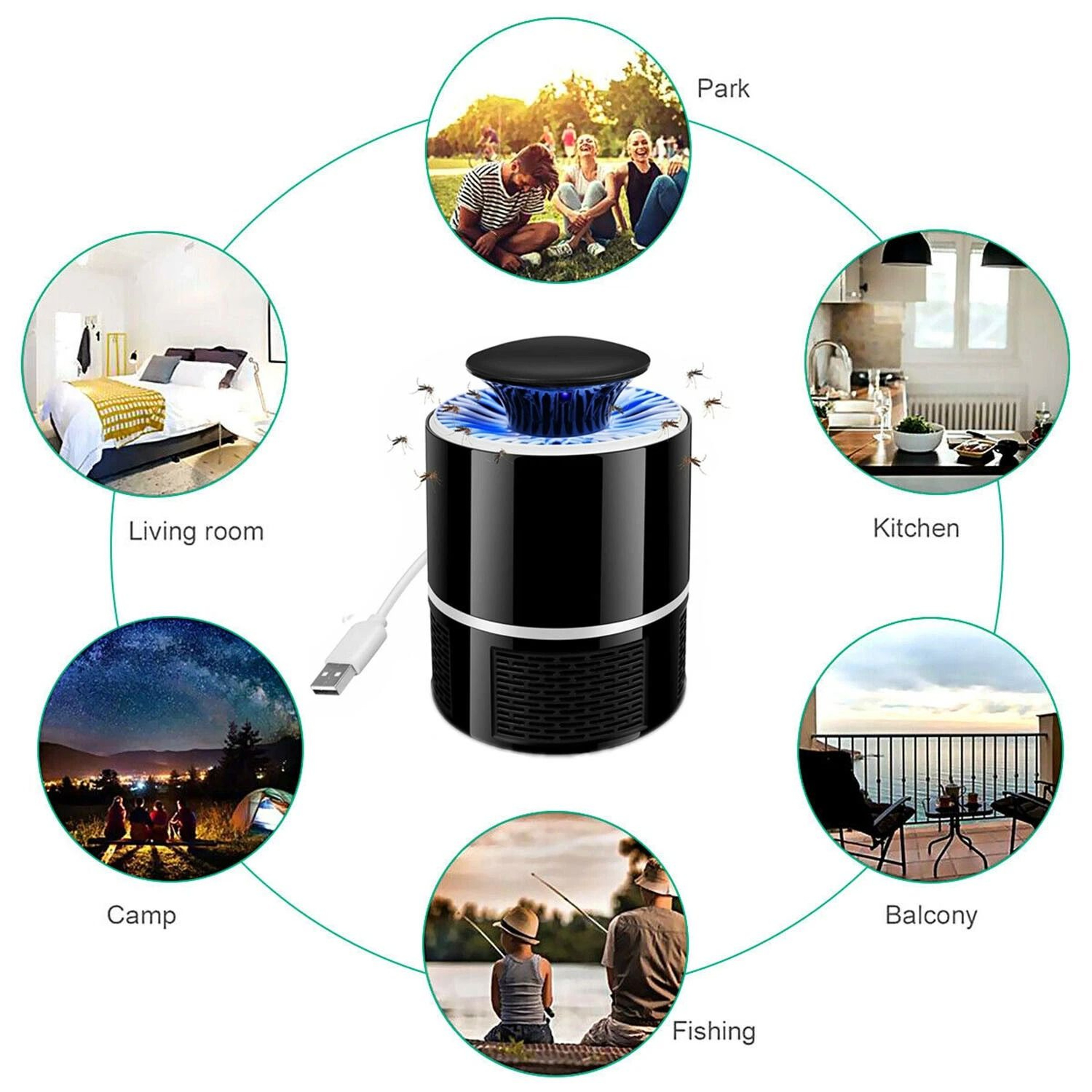 USB Mosquito Killer Lamp Indoor Outdoor UV Bug Zapper Silent Fly Trap Light 3