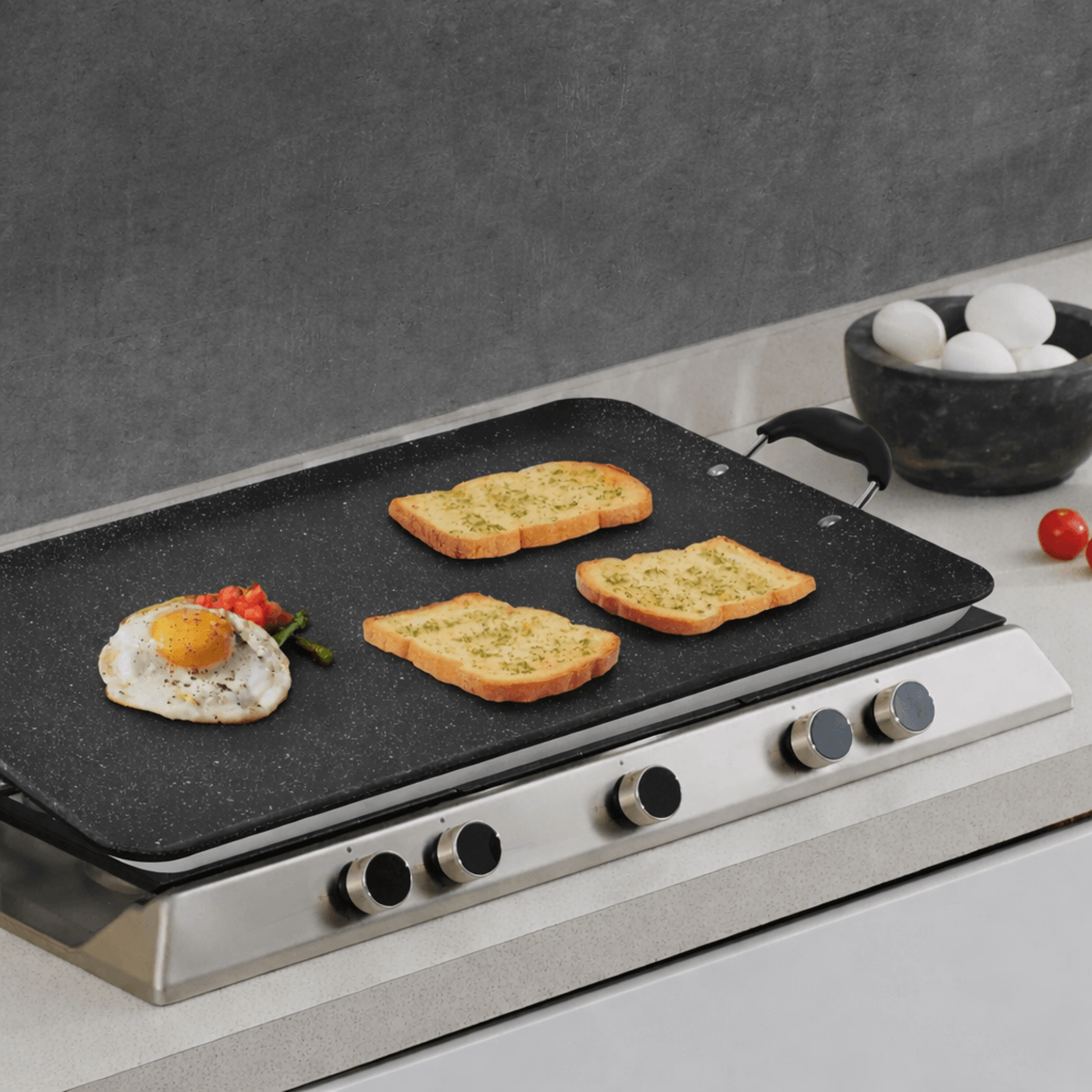 NutriChef Non Stick Double Burner Griddle Dishwasher Safe With Bakelite Handle 0