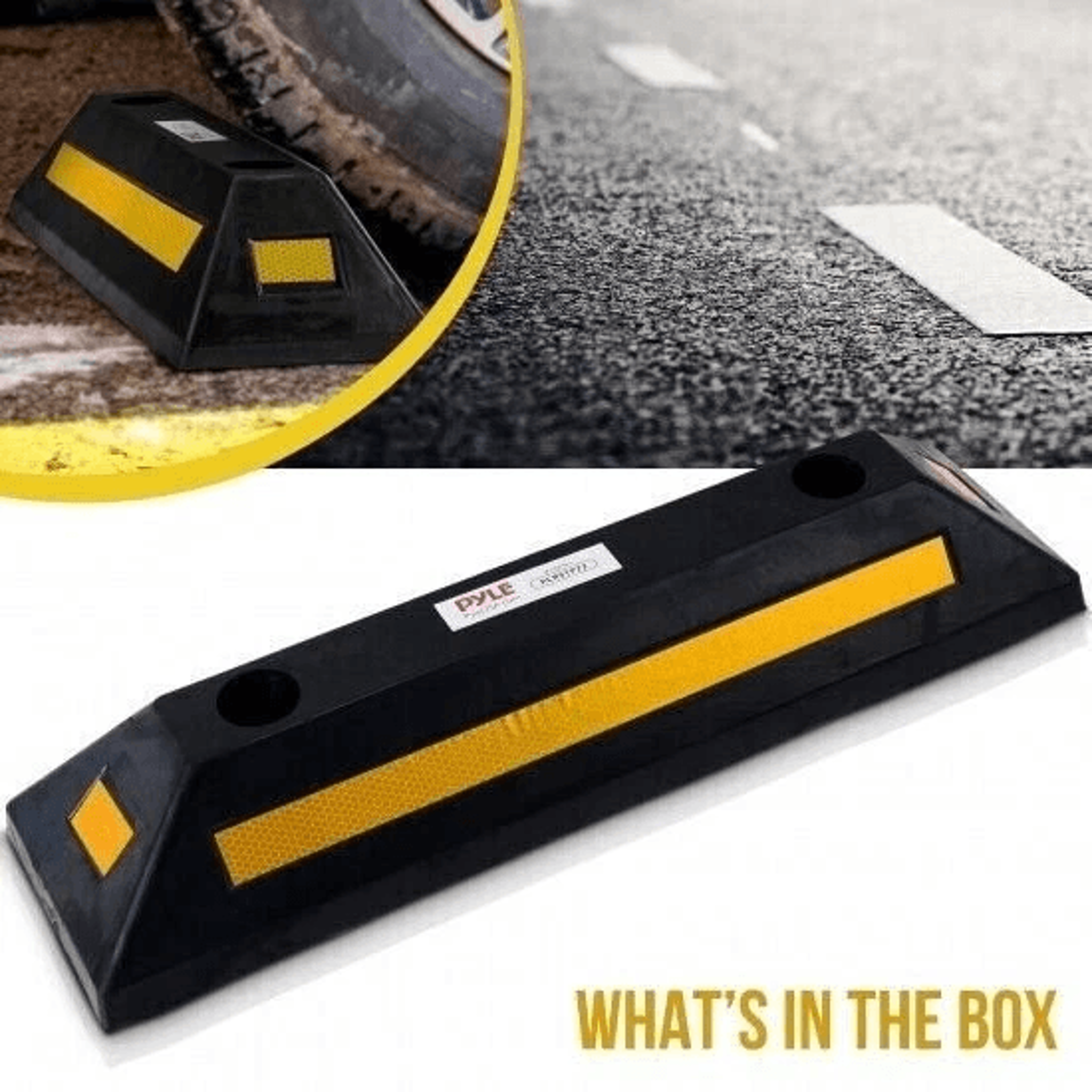 Pyle Heavy Duty Rubber Floor Tire Stopper Block For Cars And Trucks 1