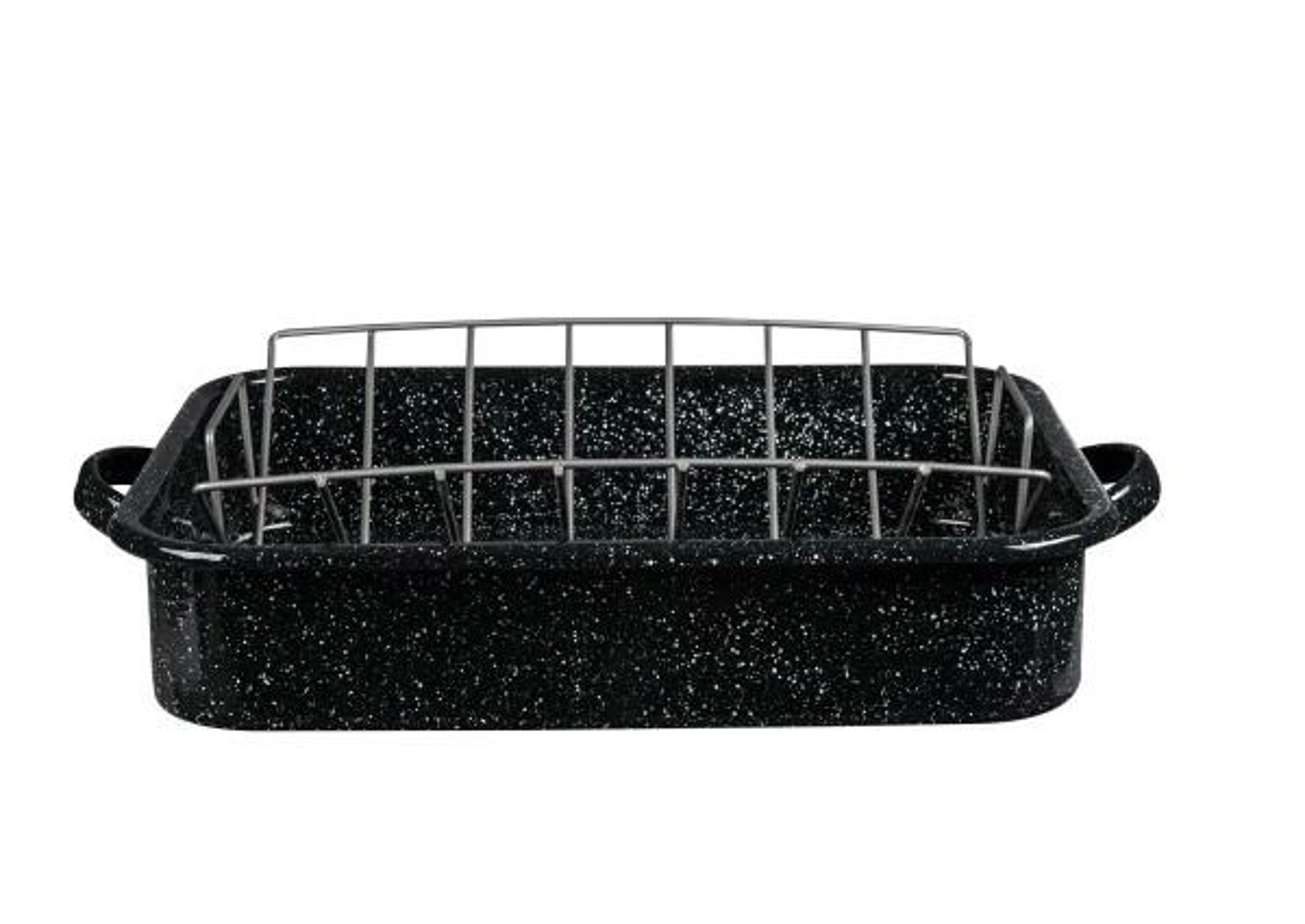 Granite Ware Roasting Pan With Rack Black Rectangular Turkey Roaster 1