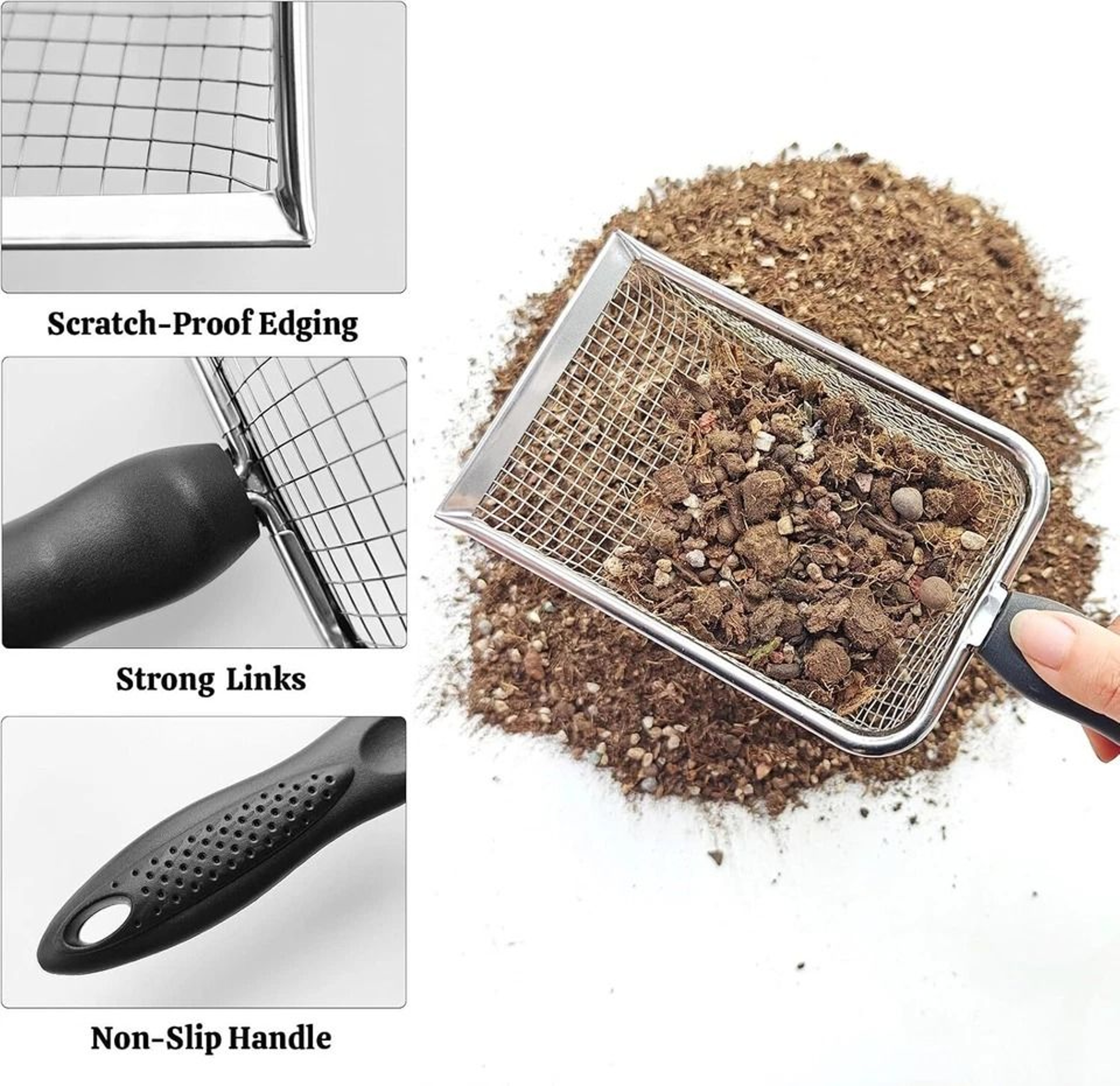 Soil Sifter Set For Gardening Durable Compost Sifter With Handle  Glove 1
