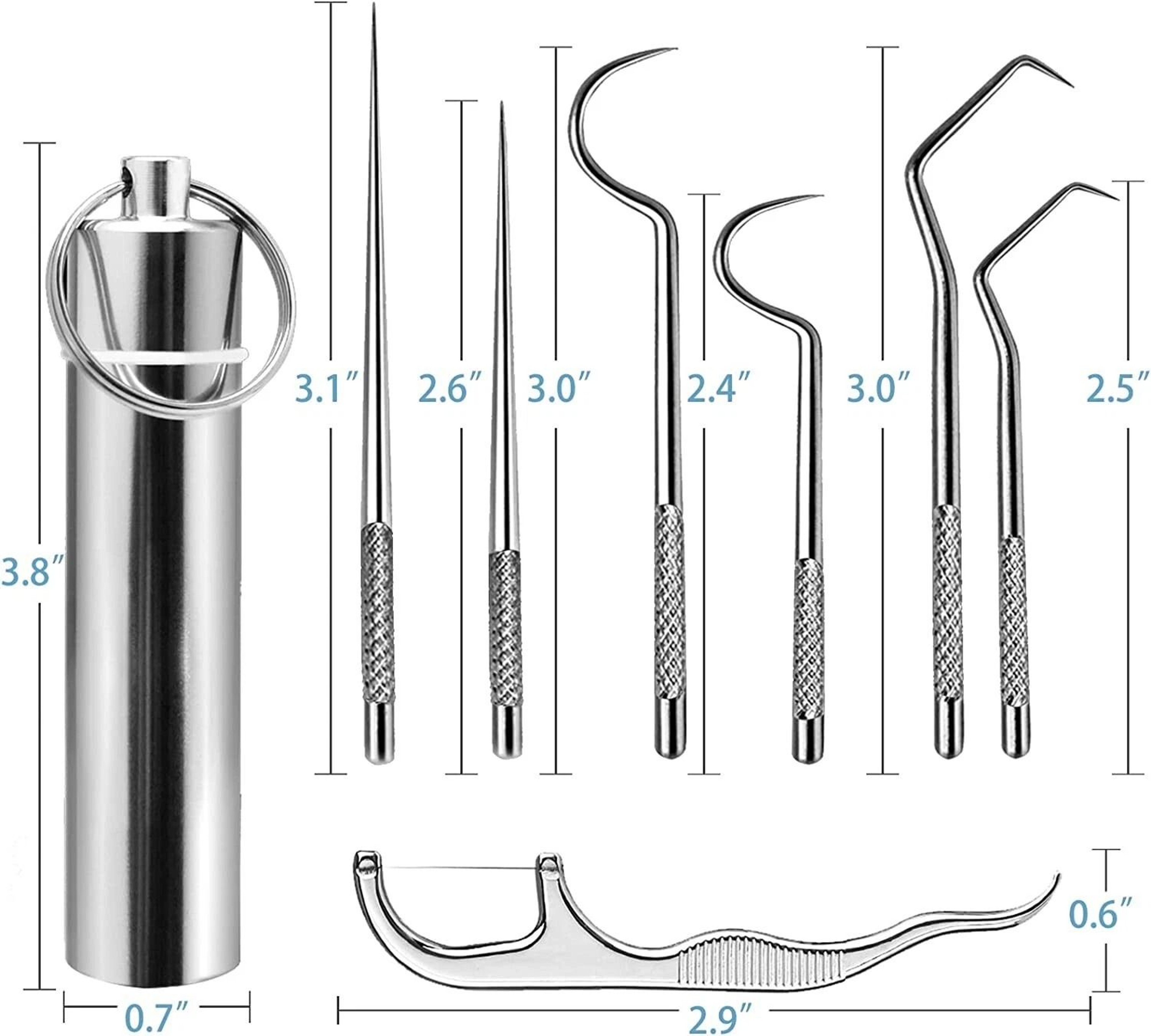 Portable Toothpick Set Stainless Steel Reusable Dental Pick Kit With Travel Case 4