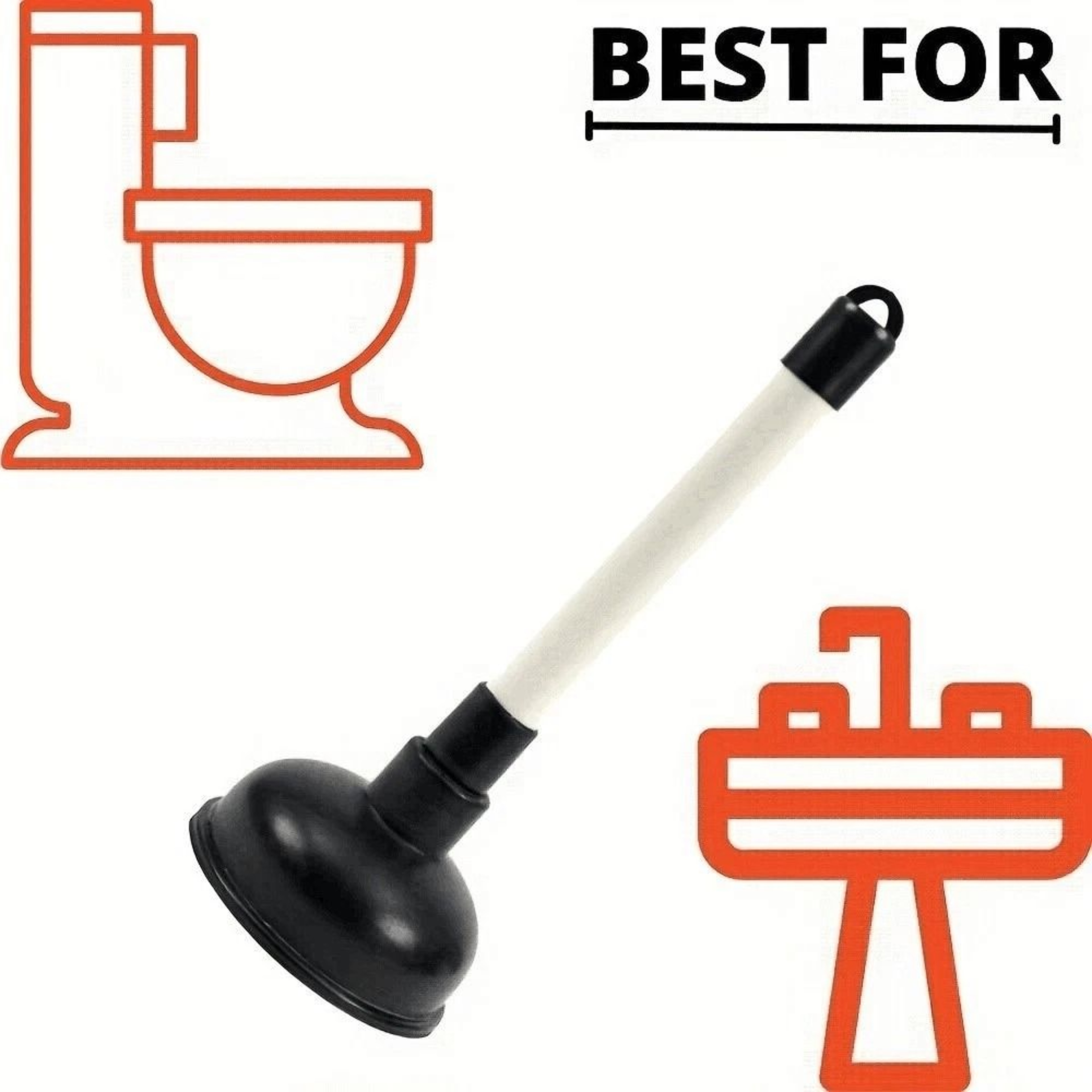 Heavy Duty Sink Plunger Drain Clog Remover For Bathroom Kitchen And Toilet 5