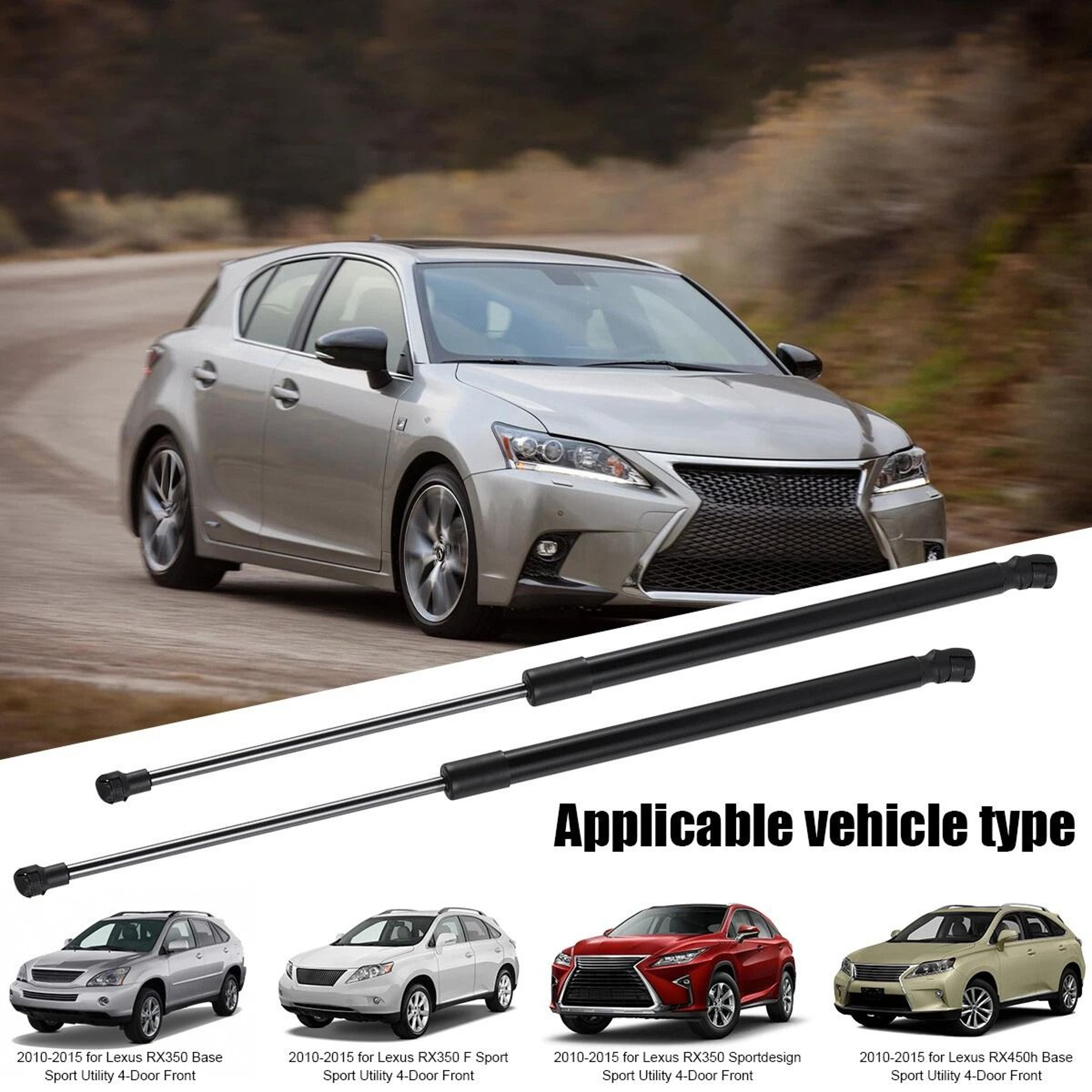 Hood Lift Supports Front Bonnet Gas Struts Pair 10