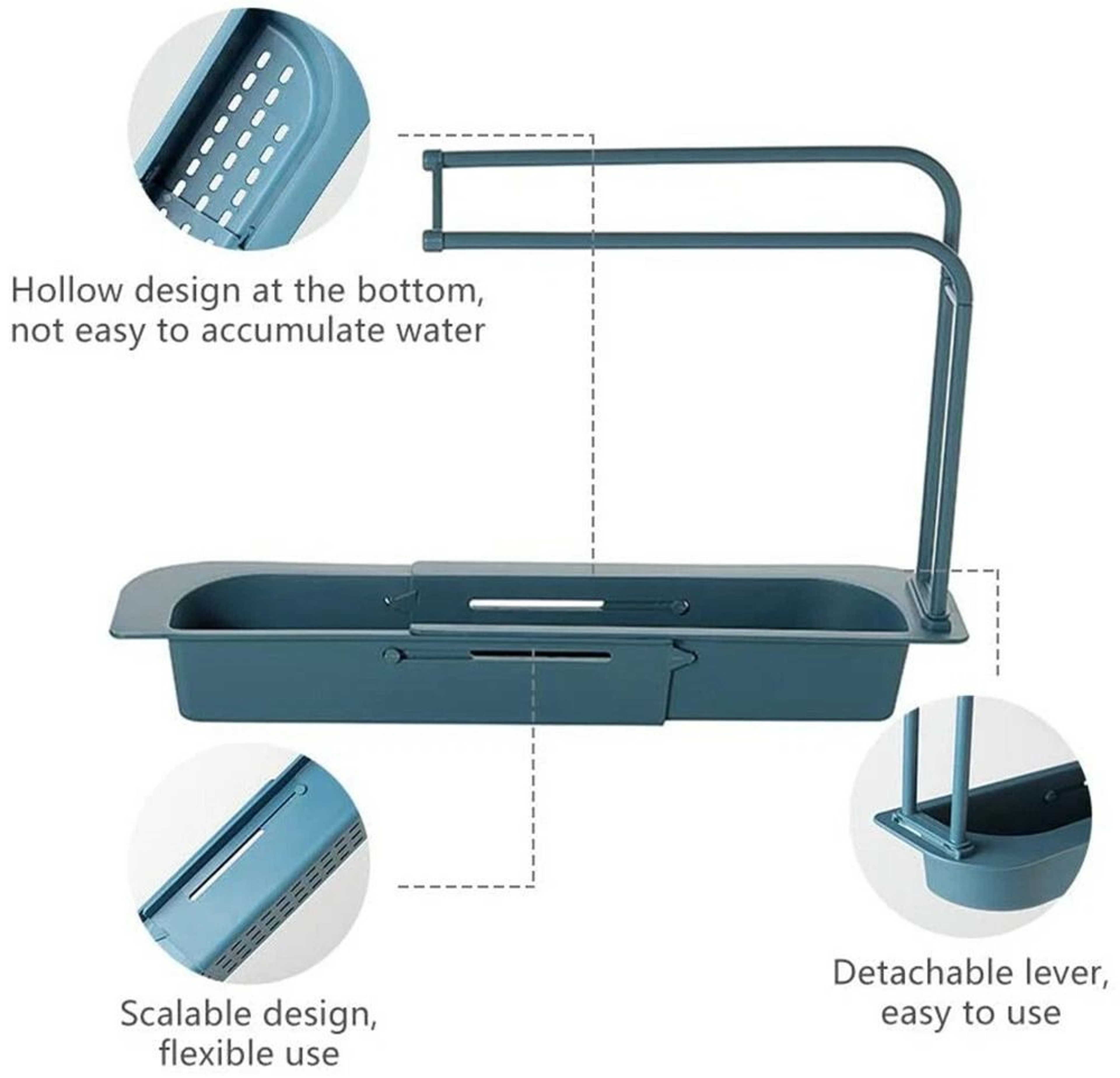 Expandable Sink Rack Kitchen Organizer With Sponge Holder And Drain Basket 1