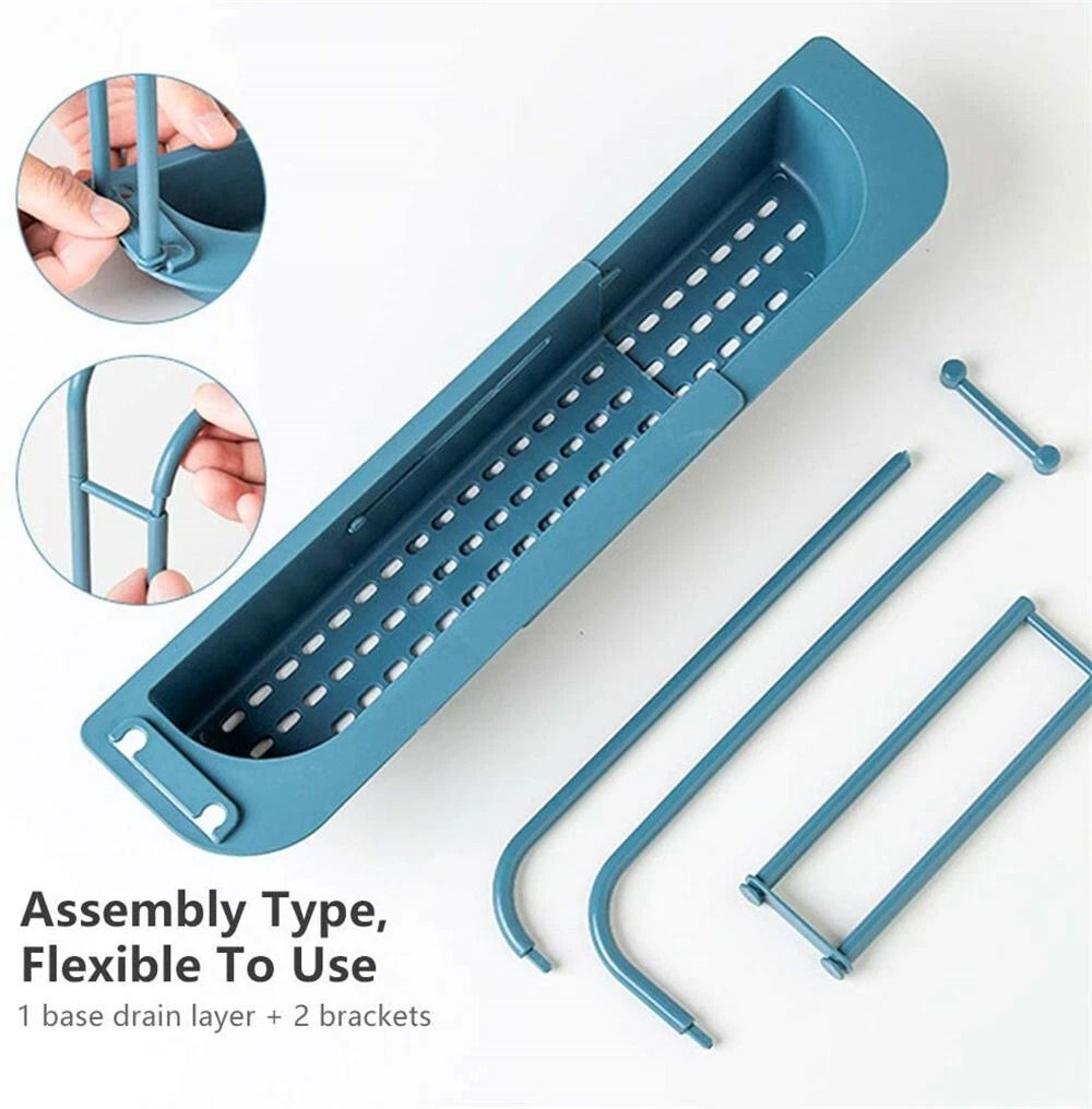 Expandable Sink Rack Kitchen Organizer With Sponge Holder And Drain Basket 2